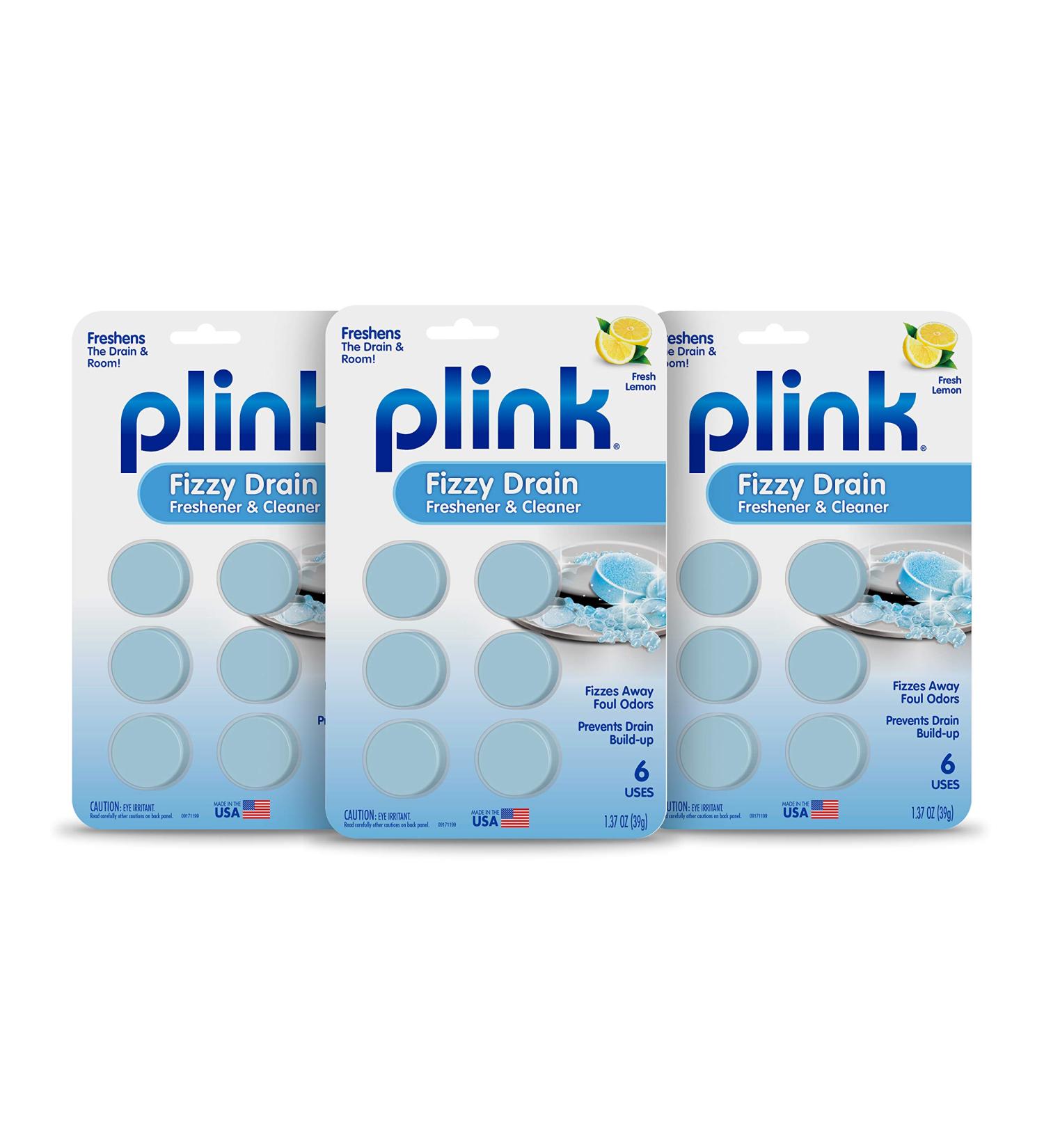 Plink Fizzy Drain Freshener - Prevents Buildup, Clears Drains, Removes Odor - Lemon Scent - 6 Count (Pack of 3) - Buy Online on SooperMarket.com