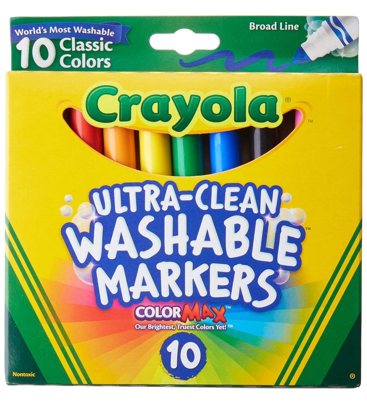 Crayola Ultraclean Broadline Classic Washable Markers (2-Pack) - Non-Toxic Kids Markers - Buy Online on SooperMarket.com