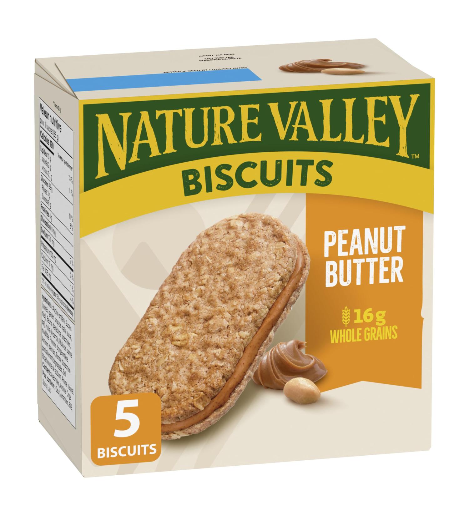 NATURE VALLEY Peanut Butter Biscuits Snacks Oat Biscuits with Peanut Butter Filling No Artificial Colours No Artificial Flavours Pack of 5 Biscuits Valentine - Buy Online on SooperMarket.com