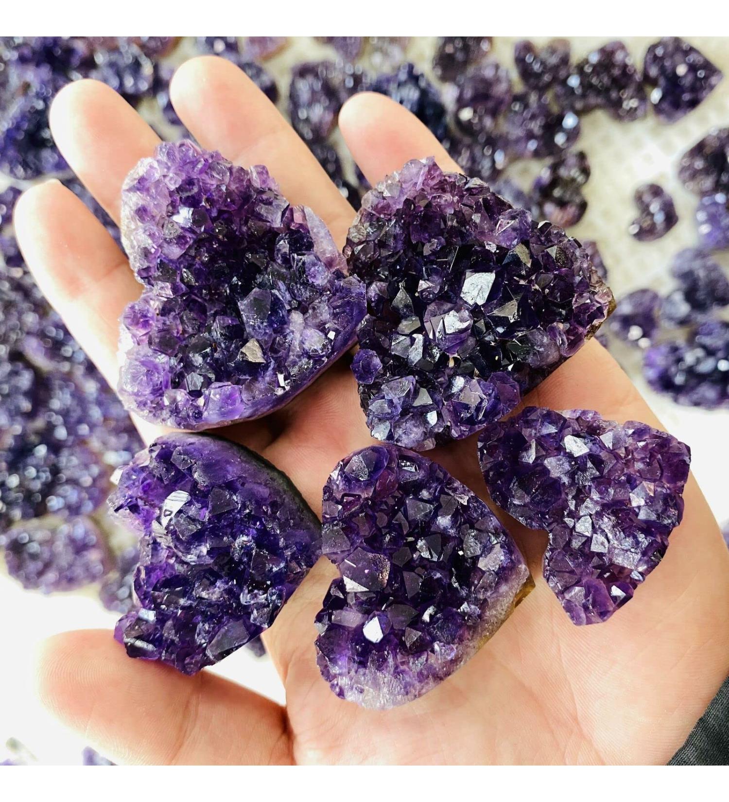 Natural Heart Shape Amethyst Quartz Crystal Cluster Geode Gemstone Specimen Collections Home Decor Valentine's Day Gift 2-3cm Rocks (Size : 3-4cm) - Buy Online on SooperMarket.com