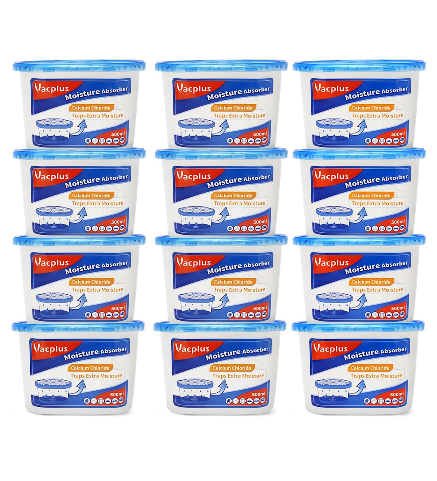 Vacplus 12 Pack Moisture Absorbers - 10.5 Oz Humidity & Odor Eliminators for Bathroom Closet & Kitchen - Fragrance Free - Blue - Buy Online on SooperMarket.com