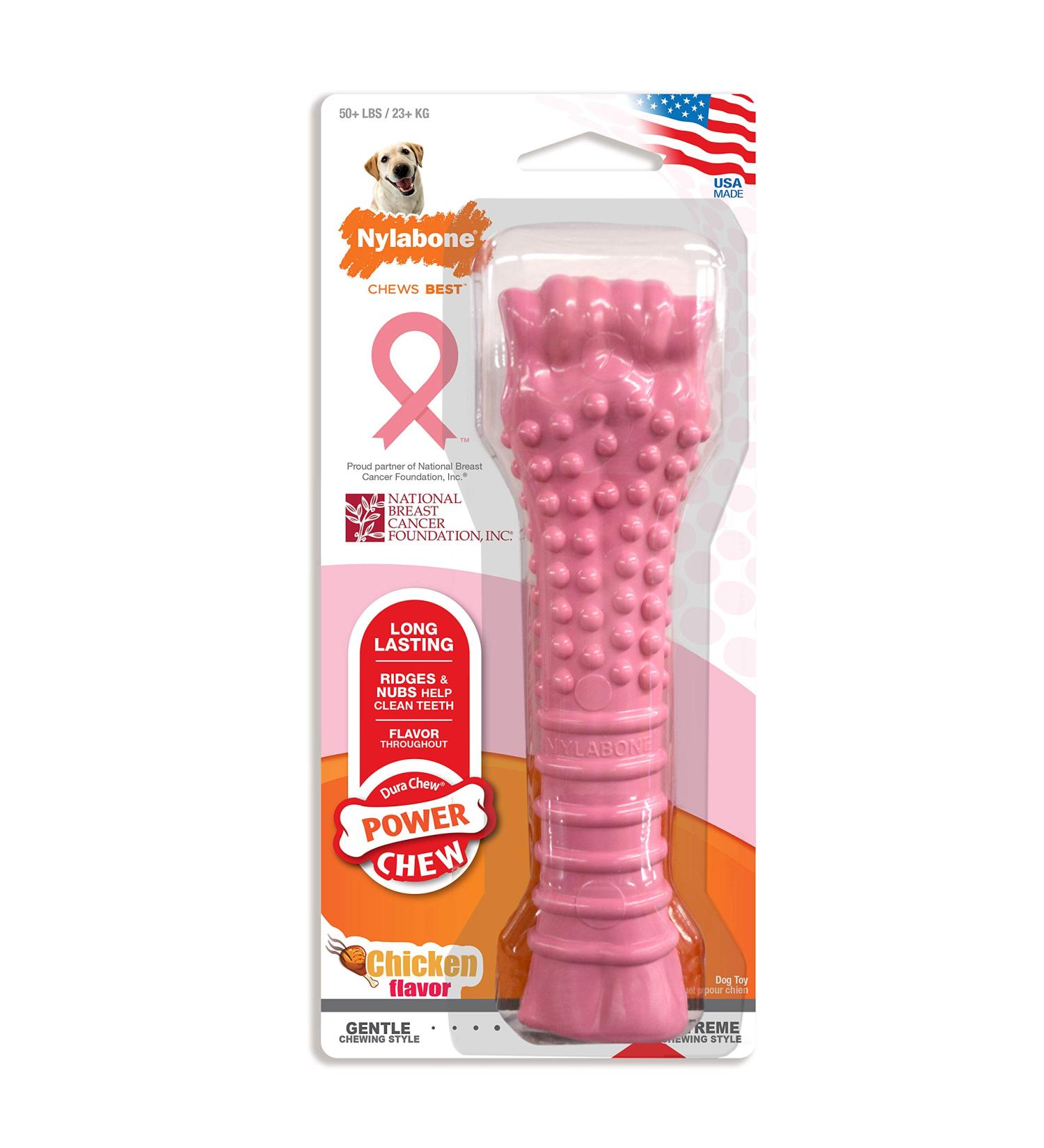 Nylabone Power Chew Breast Cancer Awareness Pink Dog Toy - Chicken Souper Chew - Buy Online on SooperMarket.com