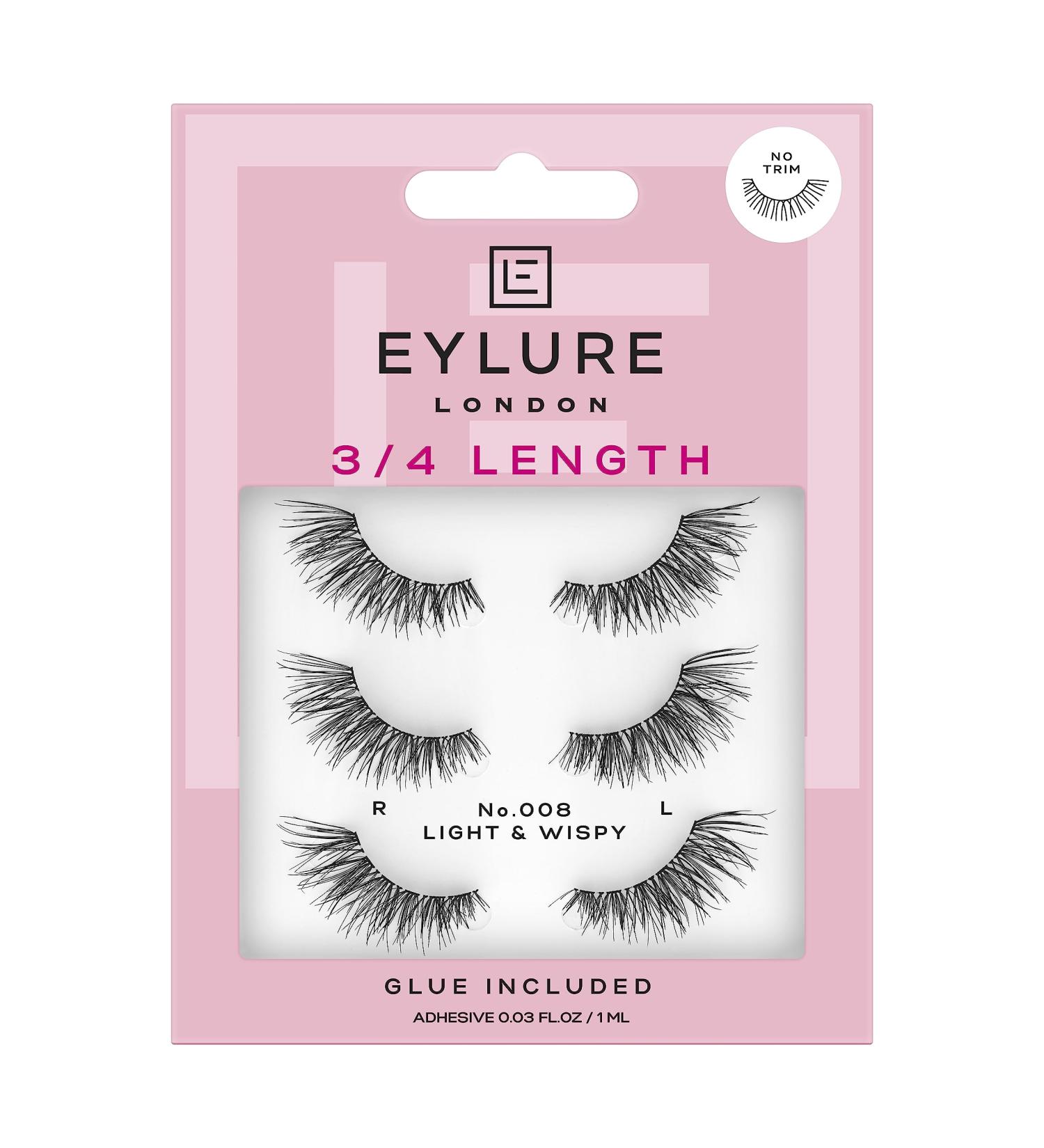 Eylure London 3/4 Length 008 Black Eyelashes w/ Glue - 7 Count - Buy Online on SooperMarket.com