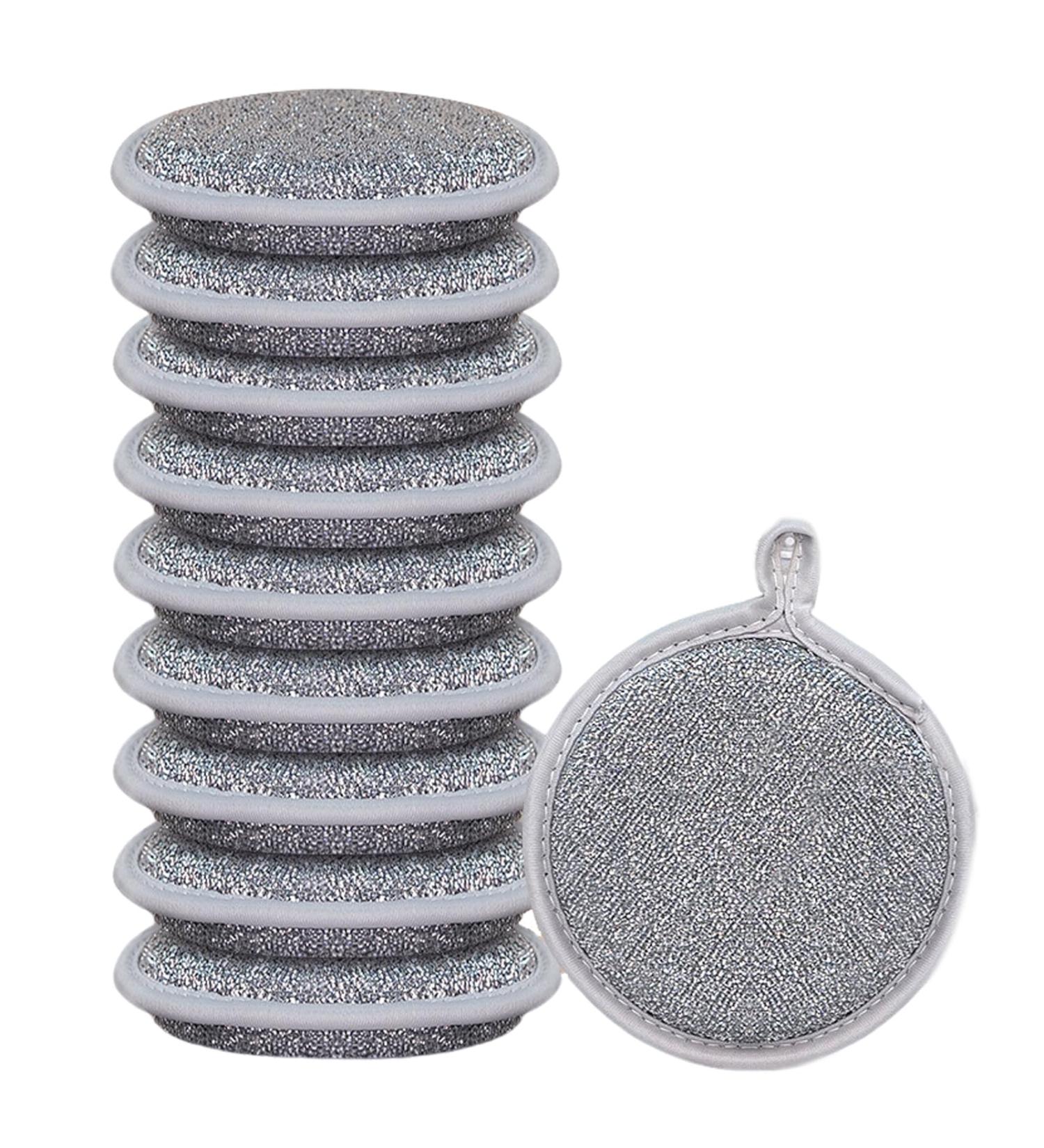 Tainrunse Sponge Wire Dishcloths Double-ply Cleaning Pads 5/10 Pcs Dishwashing Rags for Wet Dry Multipurpose Double-sided Non Scratch Dishcloth Silver 5pcs 5pcs Silver - Buy Online on SooperMarket.com