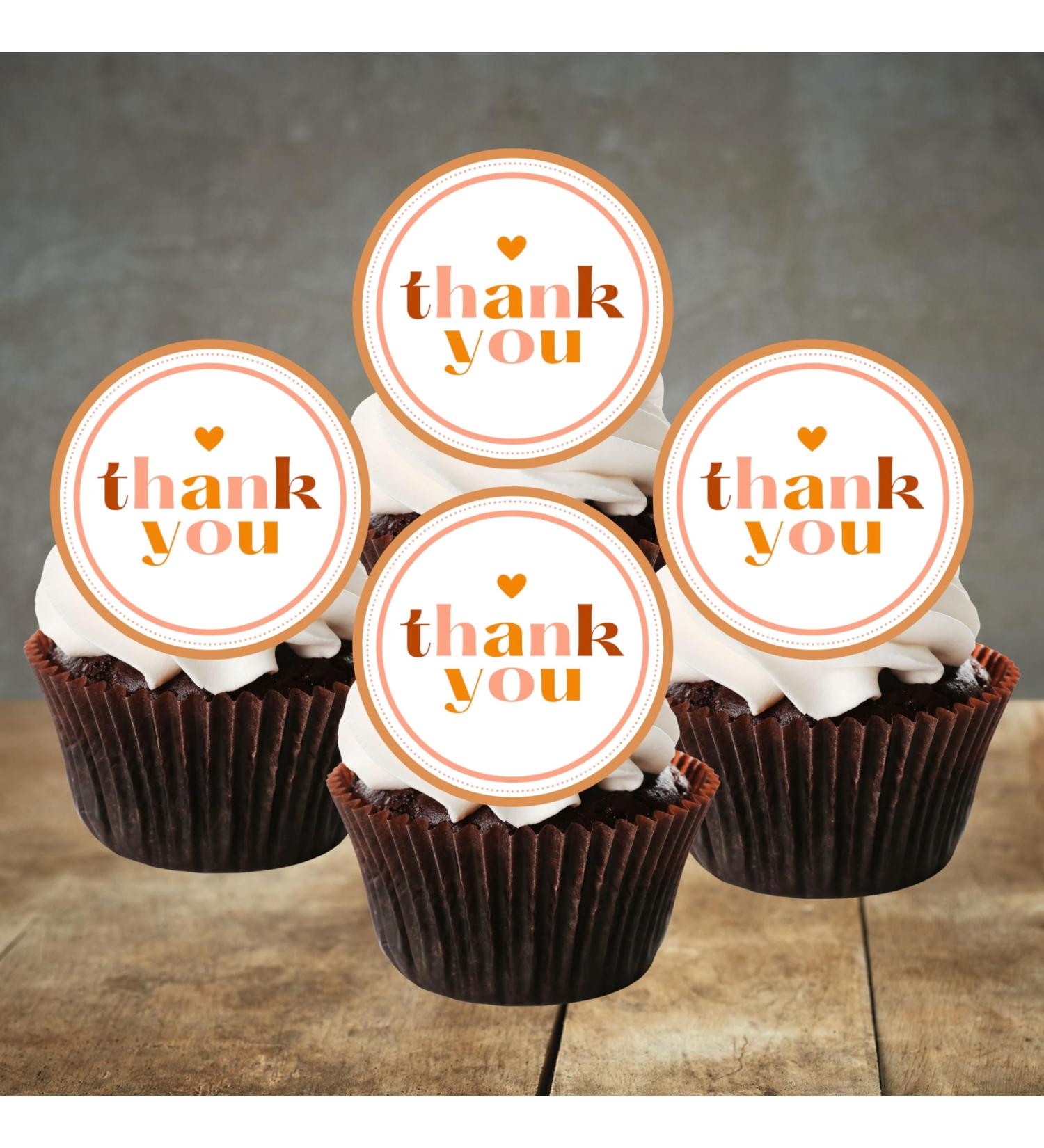 PRECUT Thank You Cupcake Toppers Theme #2 Edible Thank You Cake Decorations Thank You Cupcake Topper Thank You Cake Toppers Edible Thanks Birthday Decoration (Pack of 24) - Buy Online on SooperMarket.com