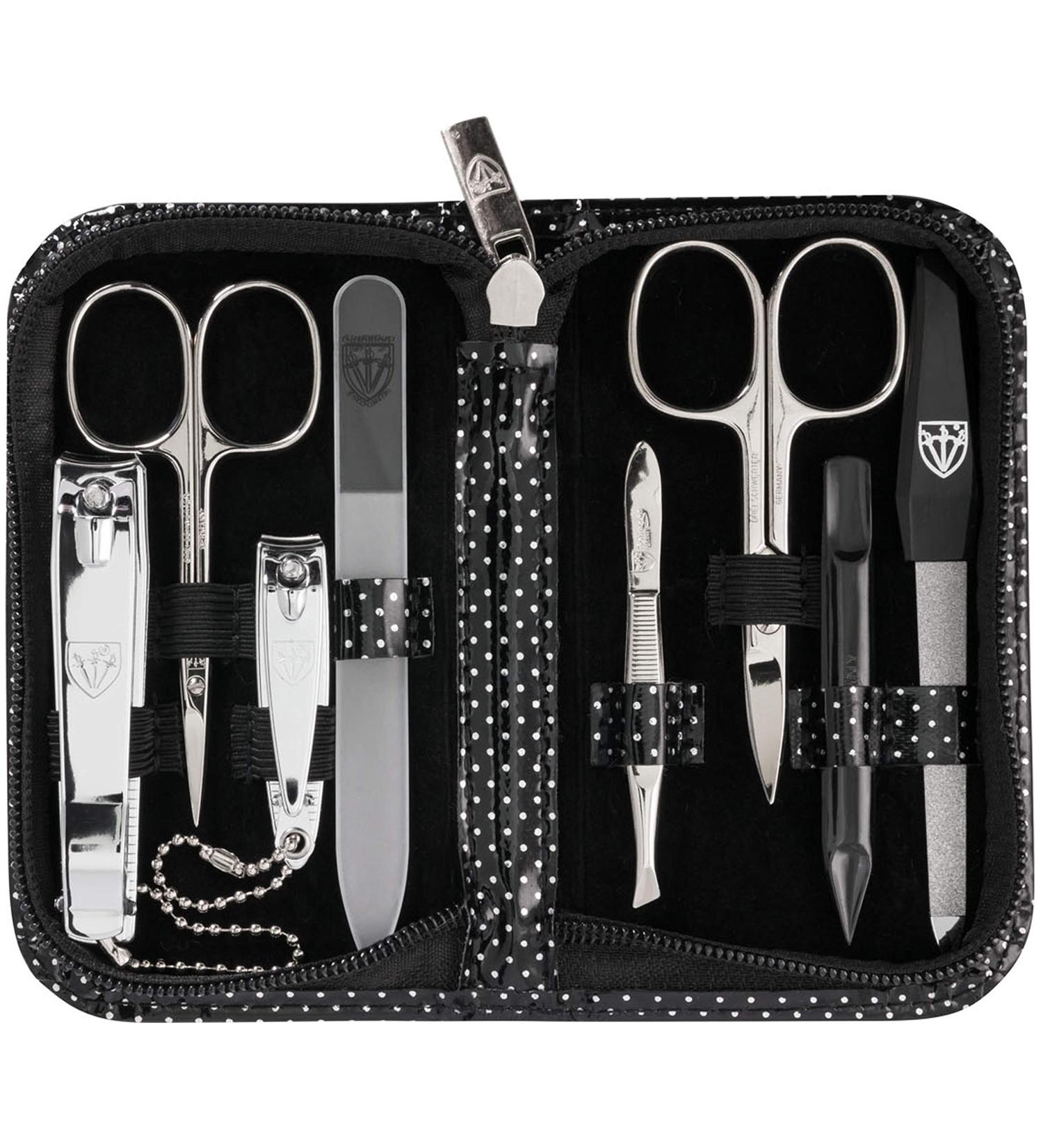 Buy Three Swords Roma 8-Piece Manicure Set | High-Quality Nail Care in Dotted Synthetic Leather Etui | Nail Scissors Clippers Tweezers & Glass Files - Buy Online on SooperMarket.com