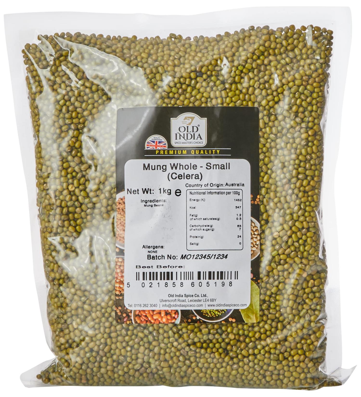 Old India Mung Whole 1kg - Premium Small Celera Beans for Cooking - Buy Online on SooperMarket.com