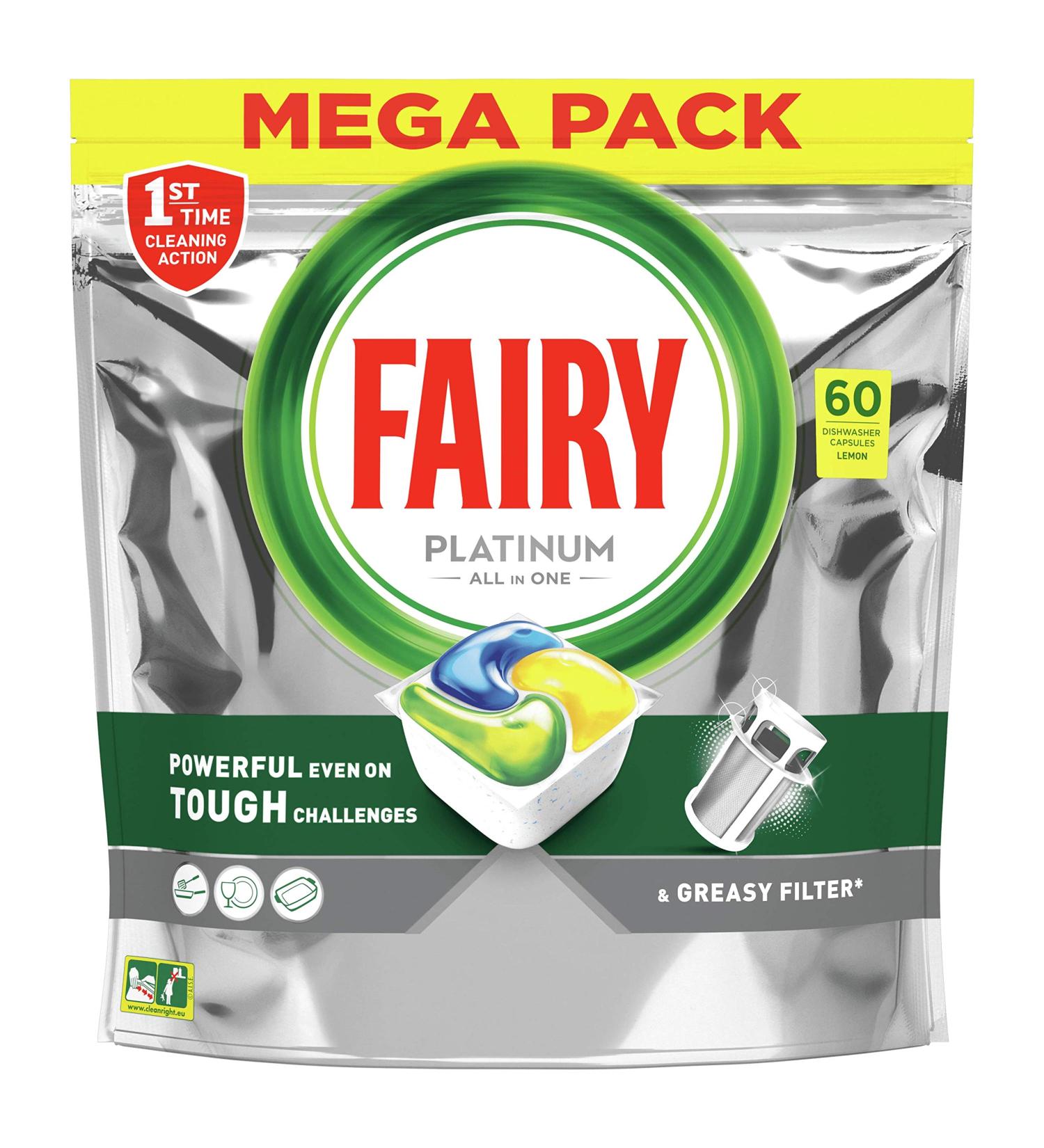Fairy Platinum Dishwasher Tablets Regular 3 x 63 units - Buy Online on SooperMarket.com