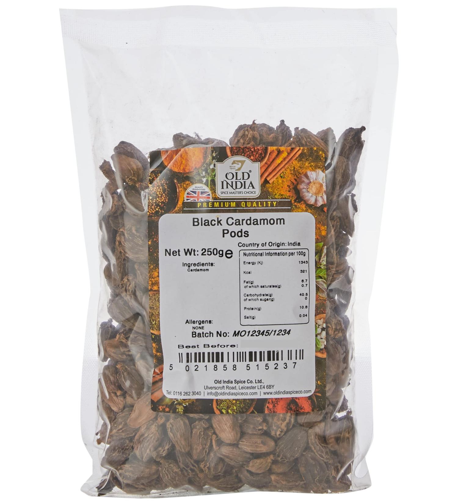 Old India Black Cardamom Pods 250g - Authentic Indian Spice (Pack of 1) - Buy Online on SooperMarket.com
