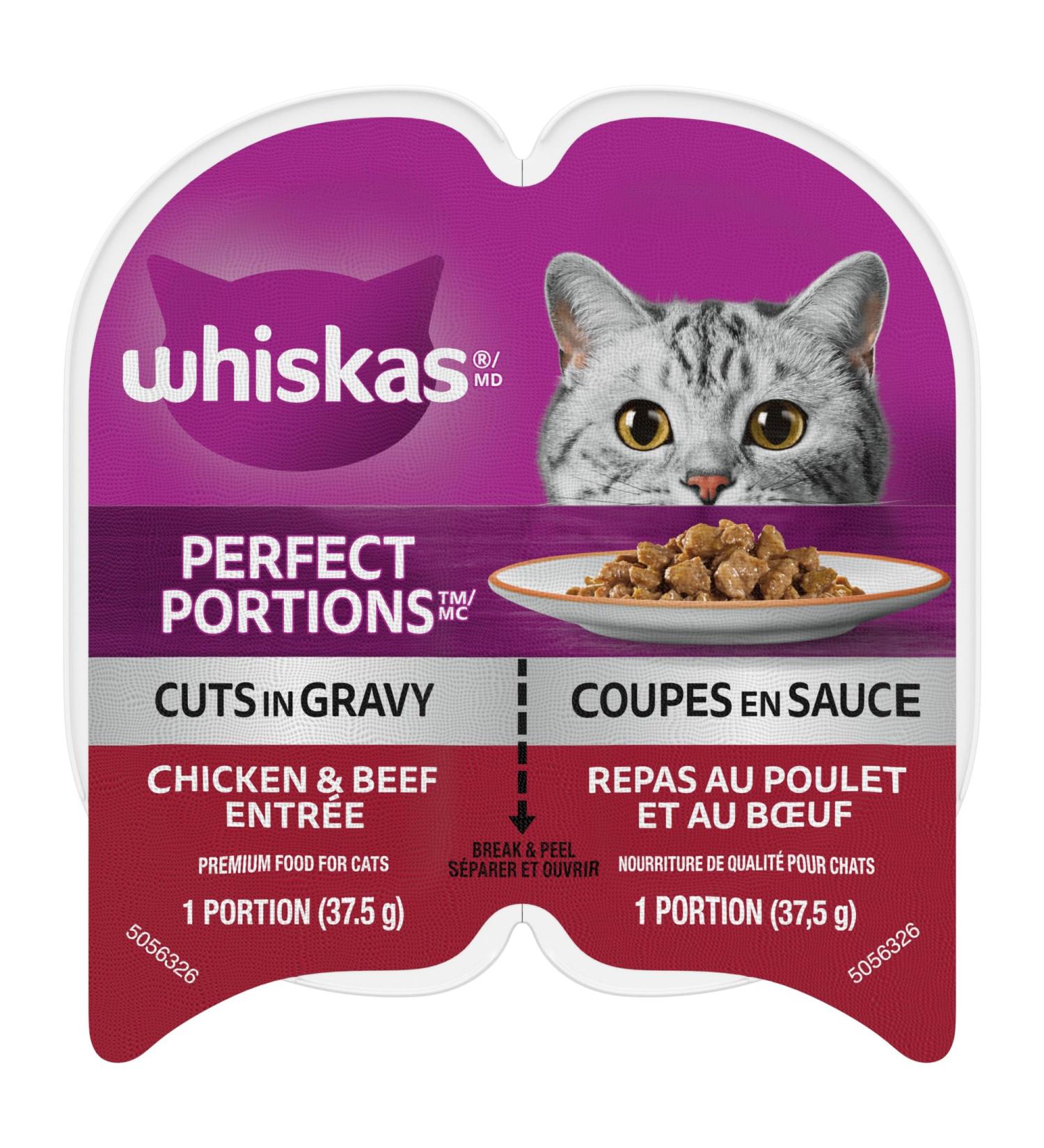 WHISKAS Perfect Portions Wet Cat Food Cuts in Gravy - Chicken & Beef Entr e 75g (24 Pack) Cuts in Gravy Chicken & Beef Entr e 75 g (Pack of 24) - Buy Online on SooperMarket.com