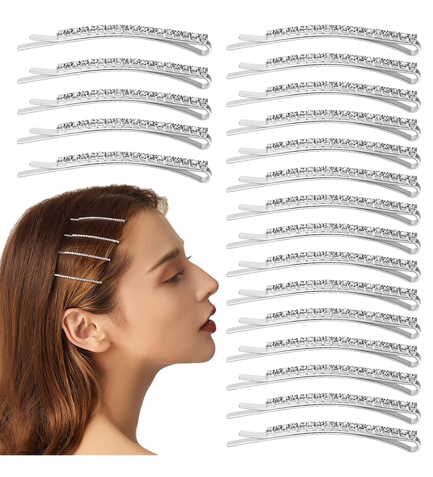 20 PCS Rhinestone Bobby Pins - Silver Crystal Hair Clips for Women and Dancers - Buy Online on SooperMarket.com