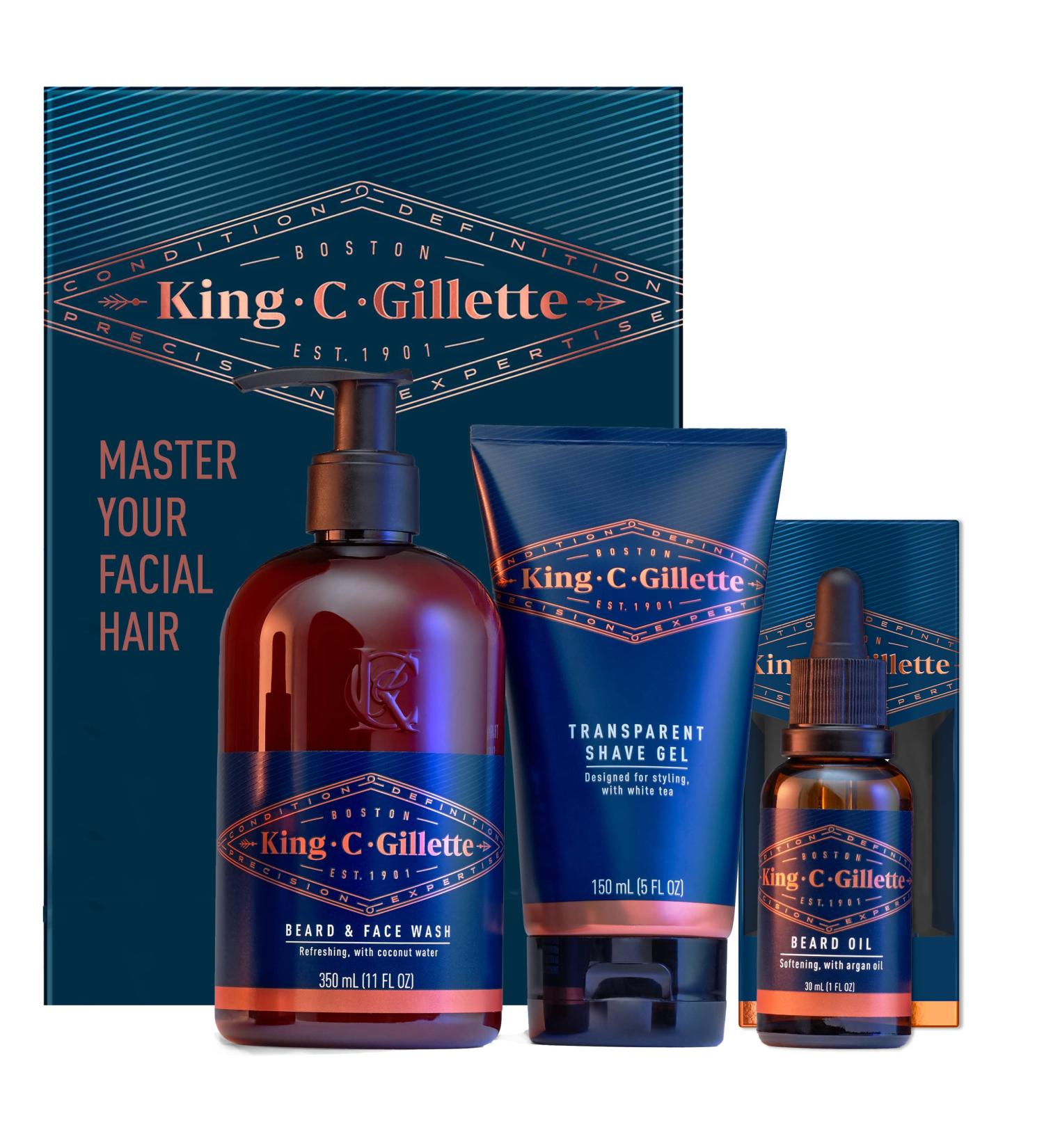 King C. Gillette Men's Beard Care Gift Kit - Beard and Face Wash, Beard Oil, Shave Gel - Buy Online on SooperMarket.com