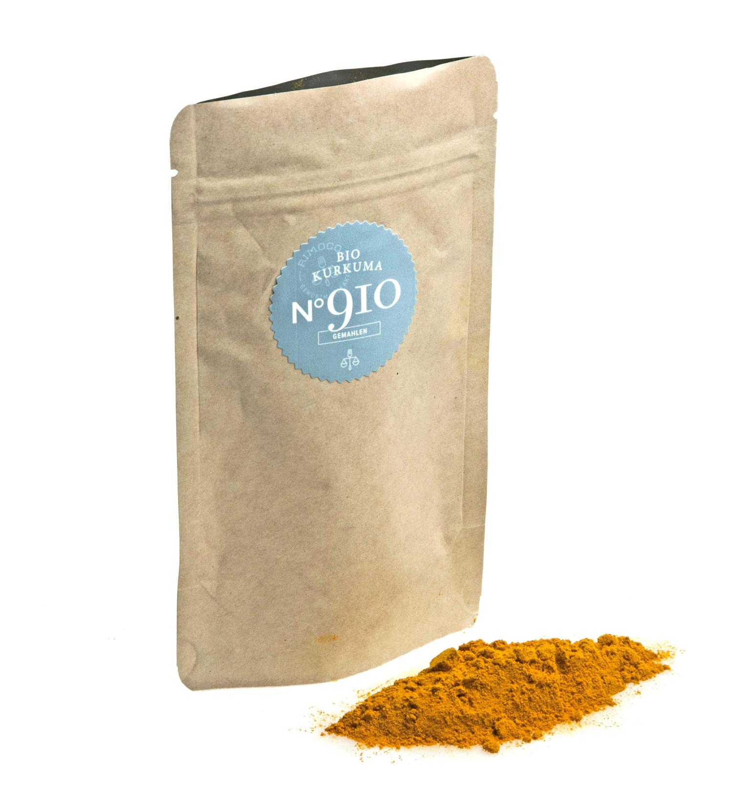 Rimoco N 910 Bio Turmeric - Spicy & Earthy Herb for Indian Cuisine | Organic DE- KO-007 | 70g Eco-Friendly Zip Bag - Buy Online on SooperMarket.com