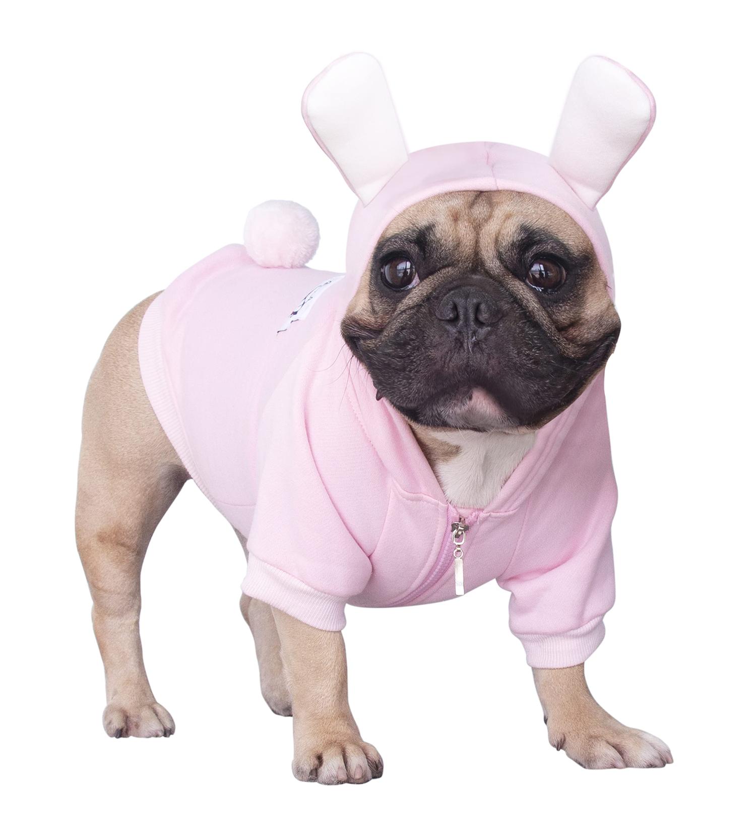iChoue Bunny Dog Costume for Medium Dogs - Pink, Large | Cute Animal Hoodie for French Bulldog, Pug, Pitbull, Boston Terrier | Easter Christmas Halloween Pet Clothes - Buy Online on SooperMarket.com