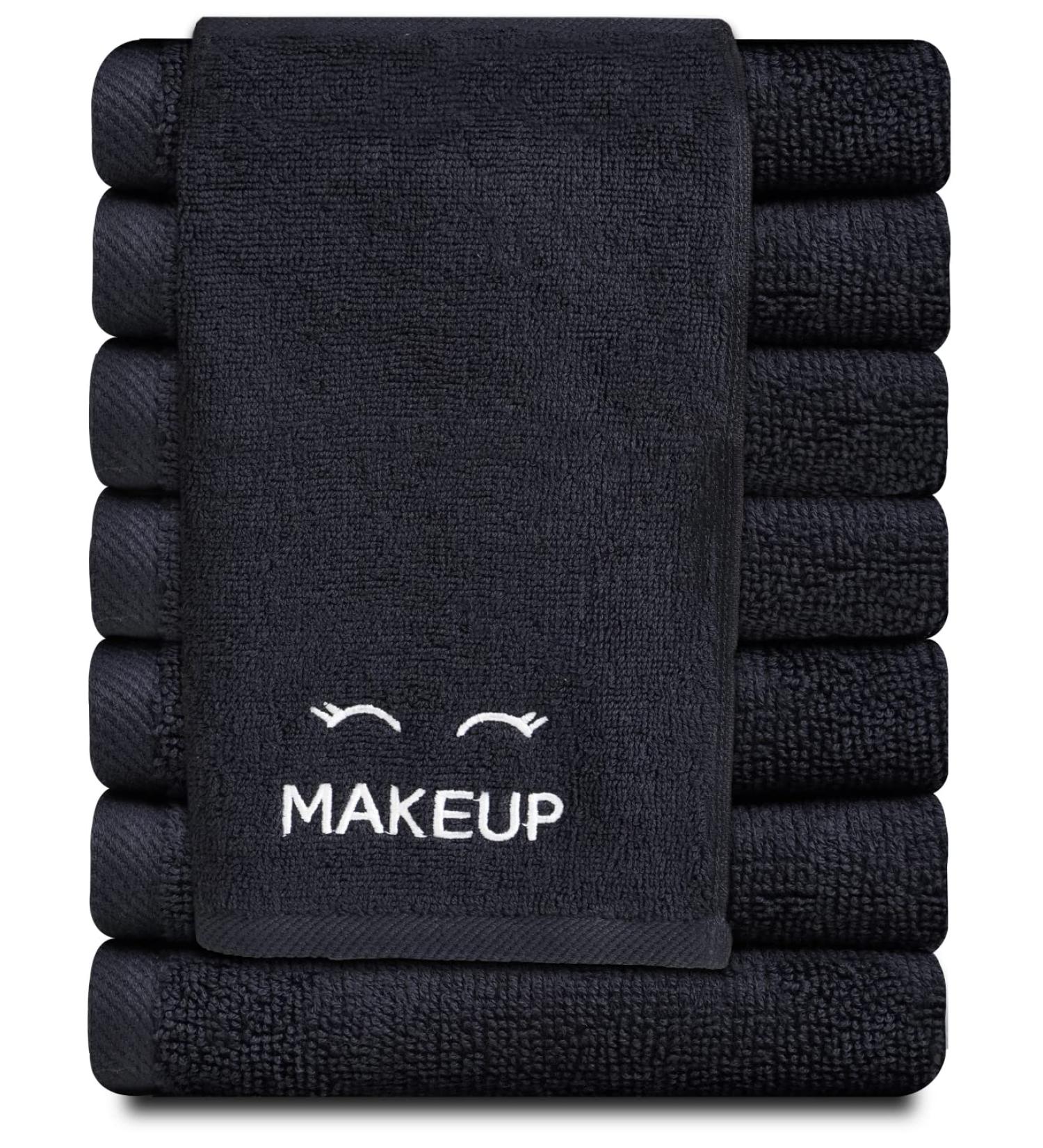 Bleach Safe Black Makeup Towels - 12 Pack | Ultra Soft Cotton Face Washcloths - Buy Online on SooperMarket.com