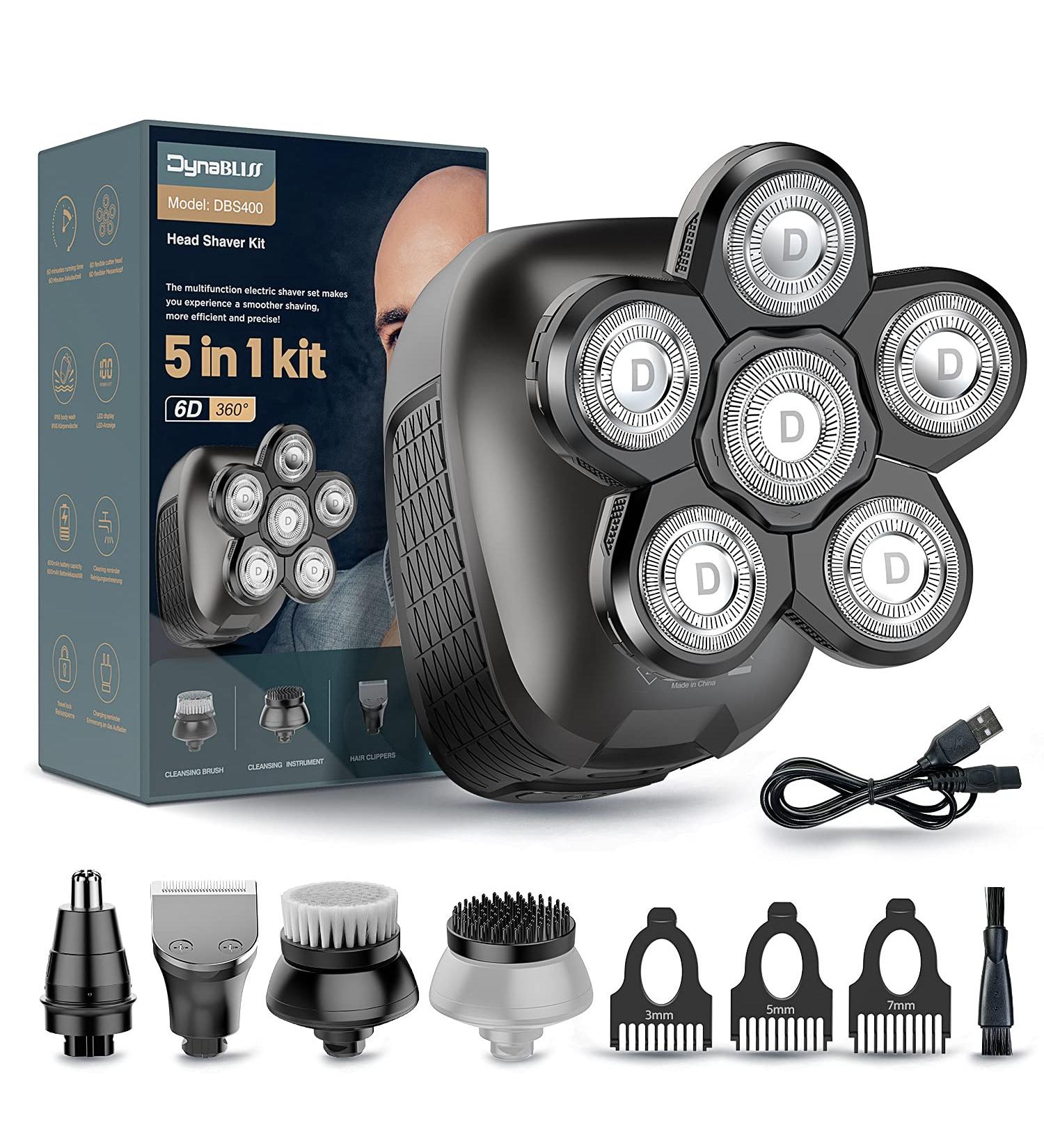 Dynabliss 6 in 1 Electric Head Shaver for Men & Women - Multifunctional Grooming Kit, Cordless & USB Rechargeable - Buy Online on SooperMarket.com