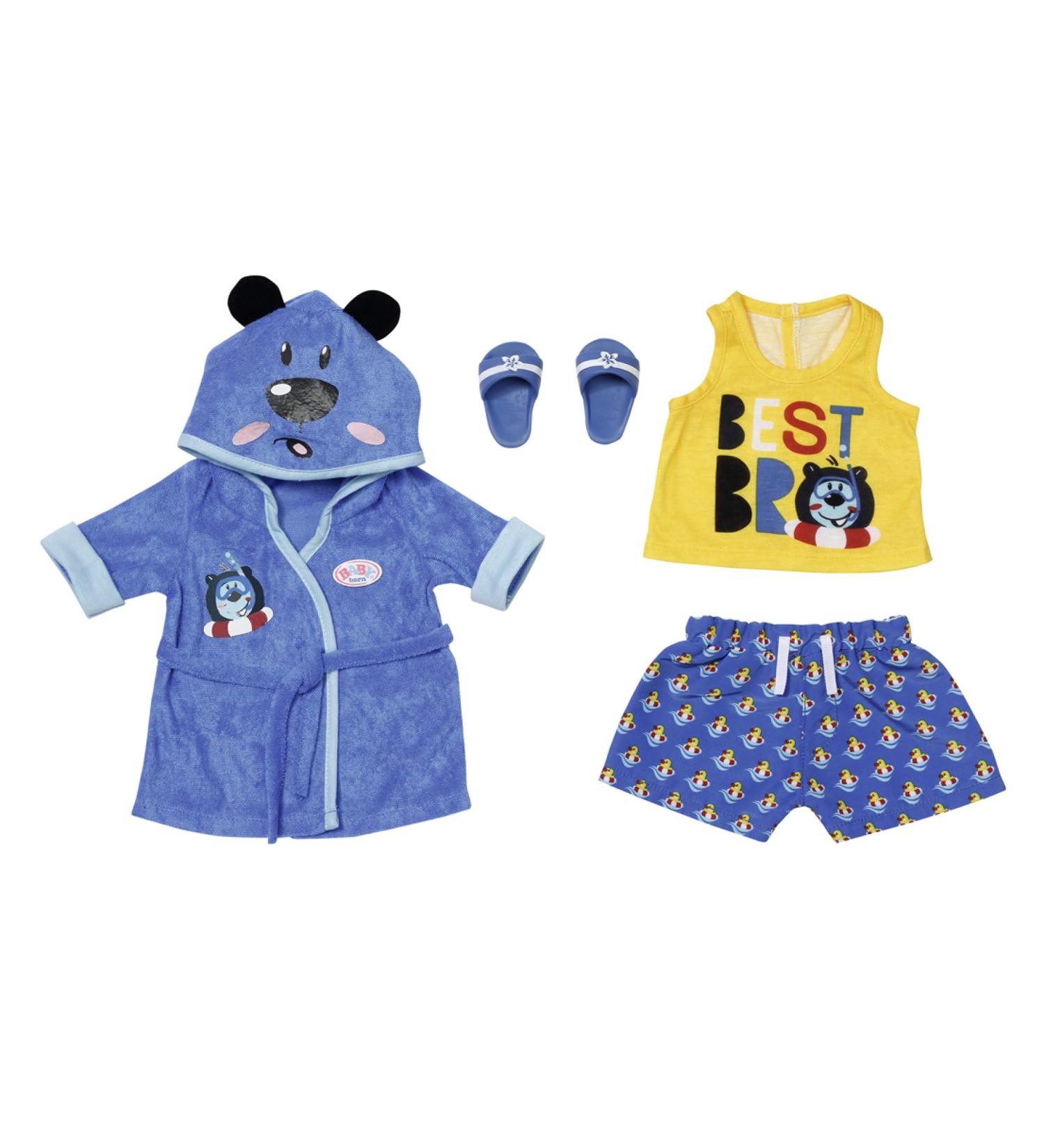 Buy Zapf Creation Baby Born Bath Deluxe Bathrobe Set - Blue Doll Clothing 43 cm | International Shipping Available - Buy Online on SooperMarket.com