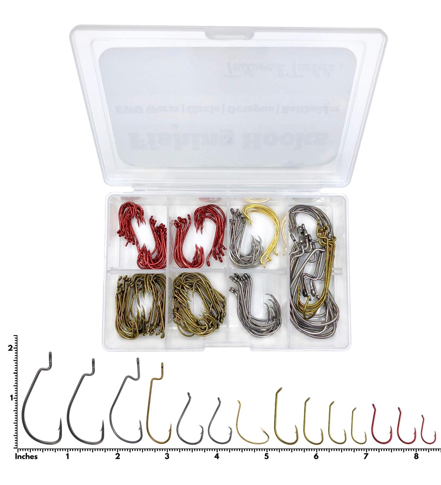 Tailored Tackle Fishing Hooks Kit - 150 Pc Box | EWG Worm, Octopus, Bait Holder, Circle Hooks for Bass, Trout, Catfish | Hook Supplies for Freshwater Gear - Buy Online on SooperMarket.com