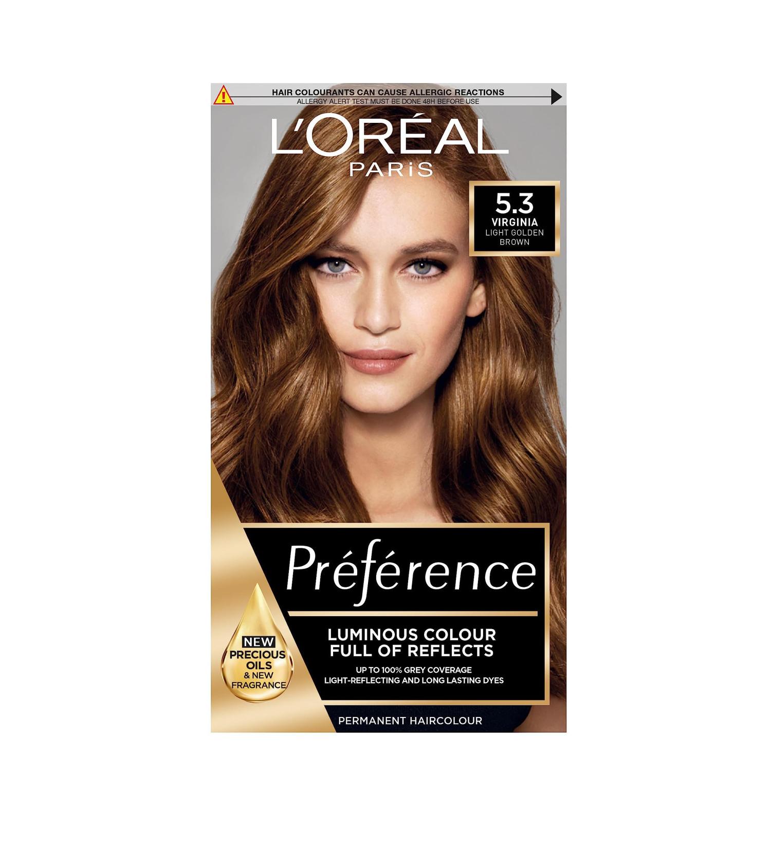 L'Oreal Paris Preference Hair Dye 5.3 Virginia - Long Lasting Luminous Permanent Hair Colour - Buy Online on SooperMarket.com