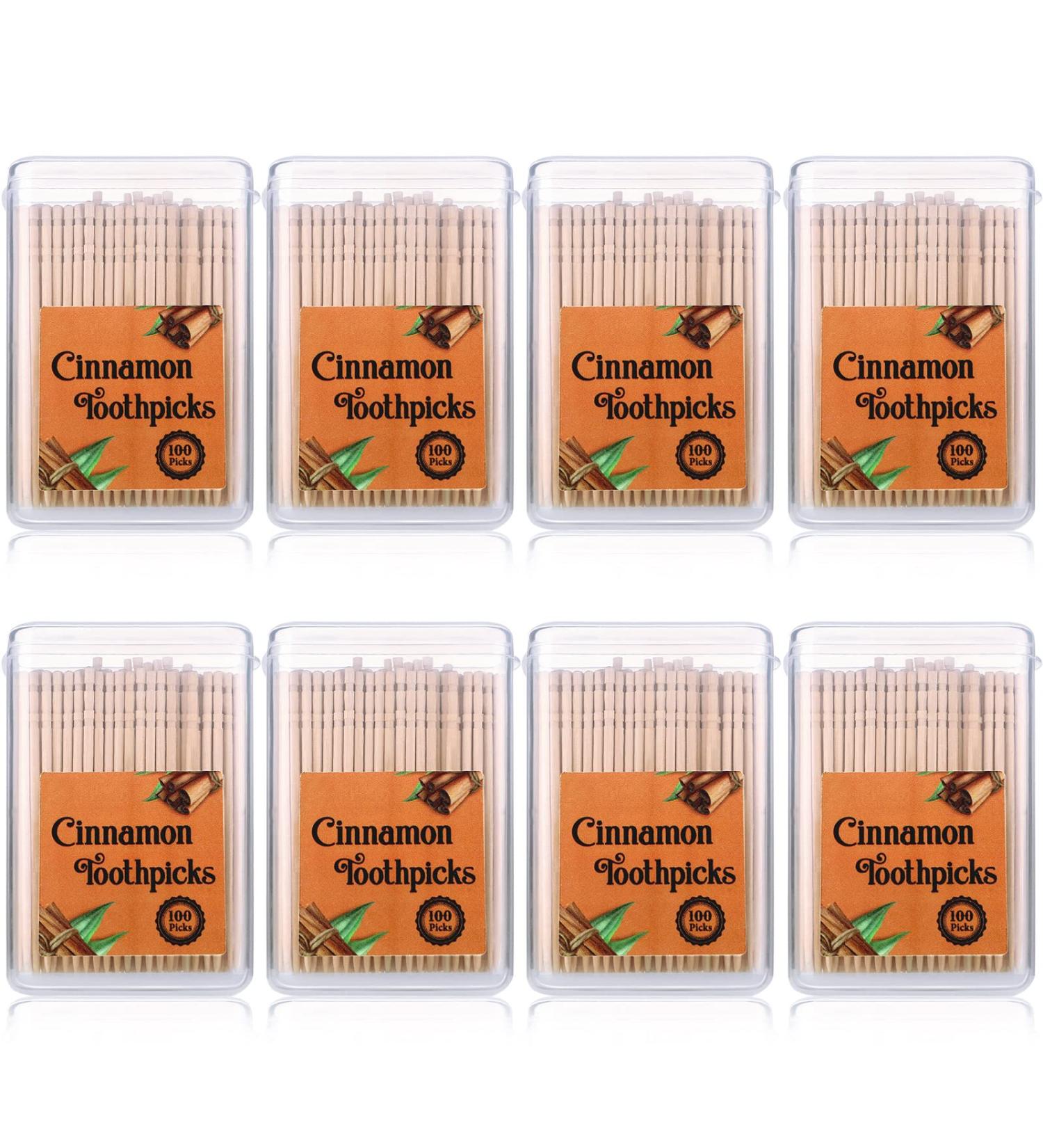 Cinnamon Flavored Toothpicks for Adults - 800 Pcs in Clear Plastic Boxes - Buy Online on SooperMarket.com