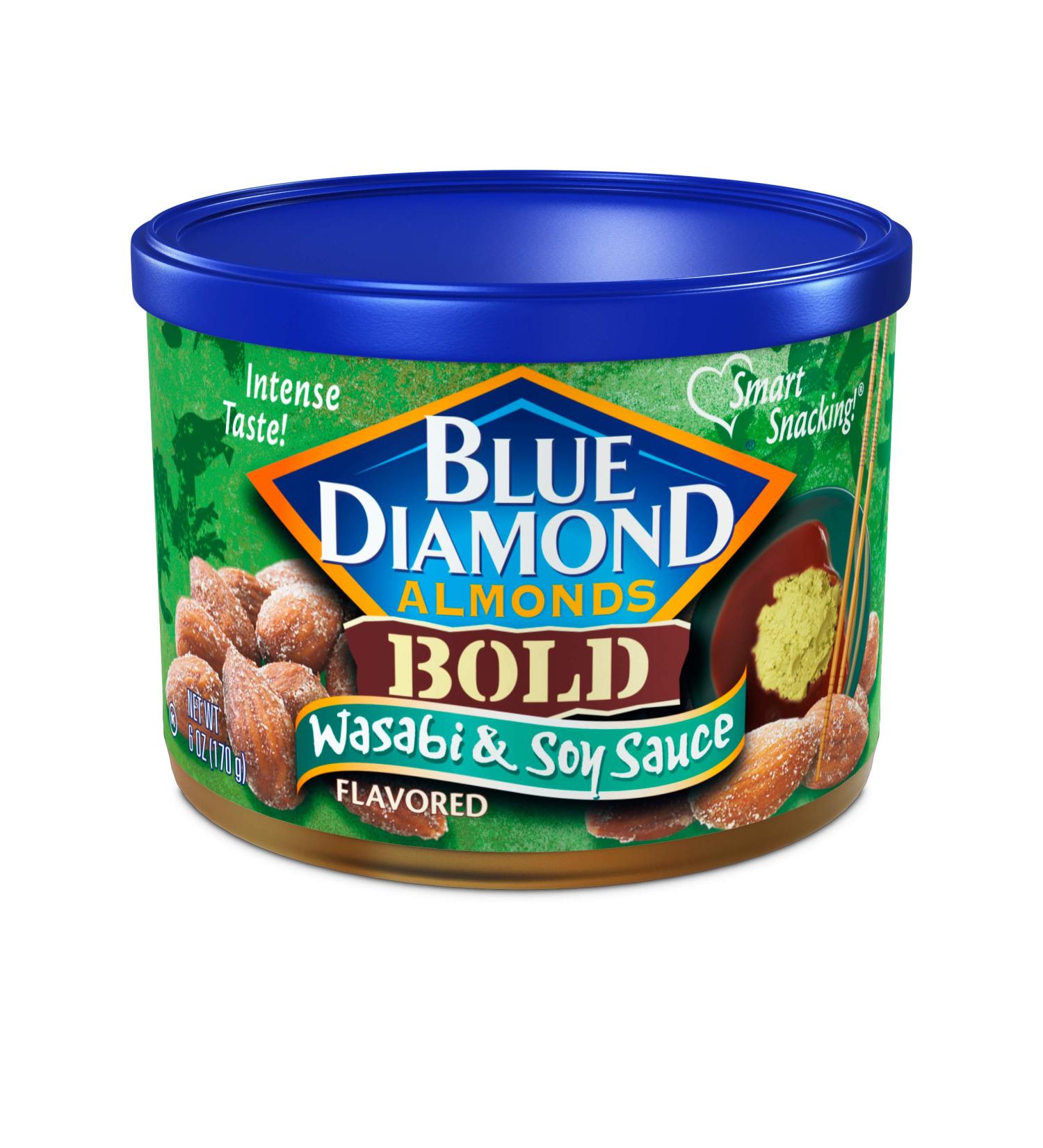 Blue Diamond Almonds Bold Wasabi & Soy Sauce 6 Oz Canister - Buy Online on SooperMarket.com