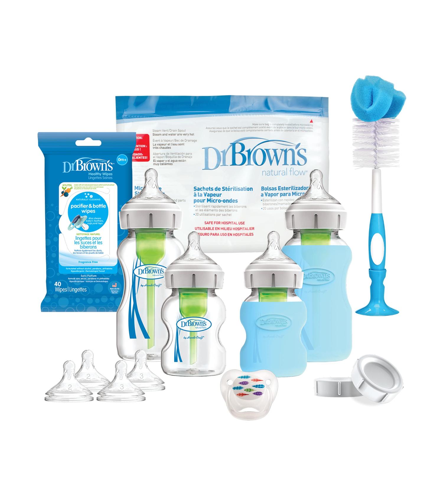 Dr. Brown's Options+ Wide-Neck Glass Baby Bottle Starter Set - Premium Quality for Newborns - Buy Online on SooperMarket.com