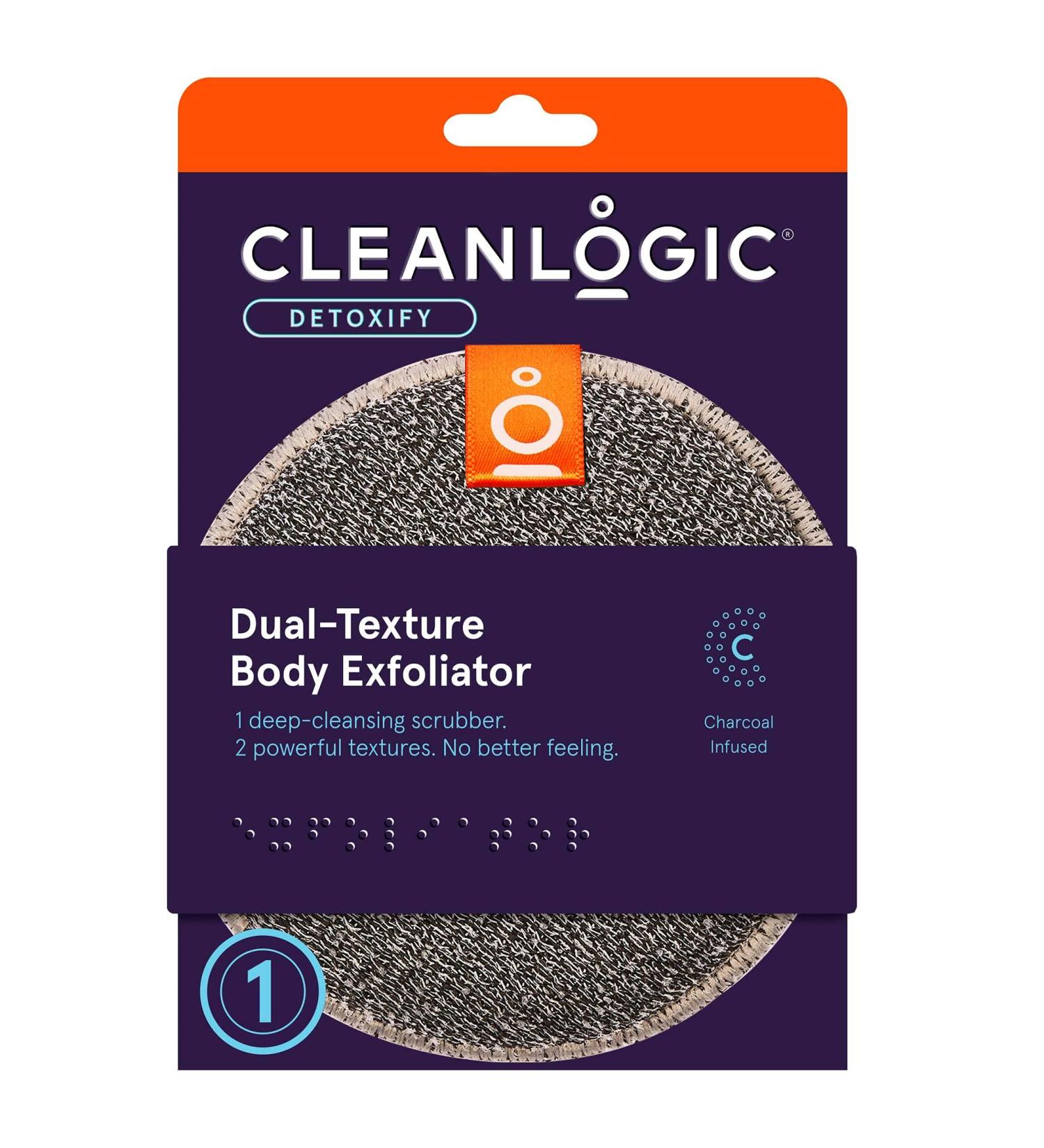 Cleanlogic Detox Purifying Charcoal Exfoliating Body Scrubber - Pack of 3 | Gentle Dual-Texture Scrub | 1 Count - Buy Online on SooperMarket.com