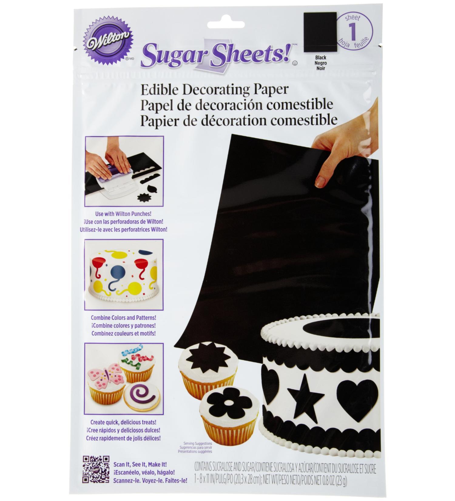 Wilton Black Sugar Sheet - Edible Decorating Paper for Cake Design - Buy Online on SooperMarket.com