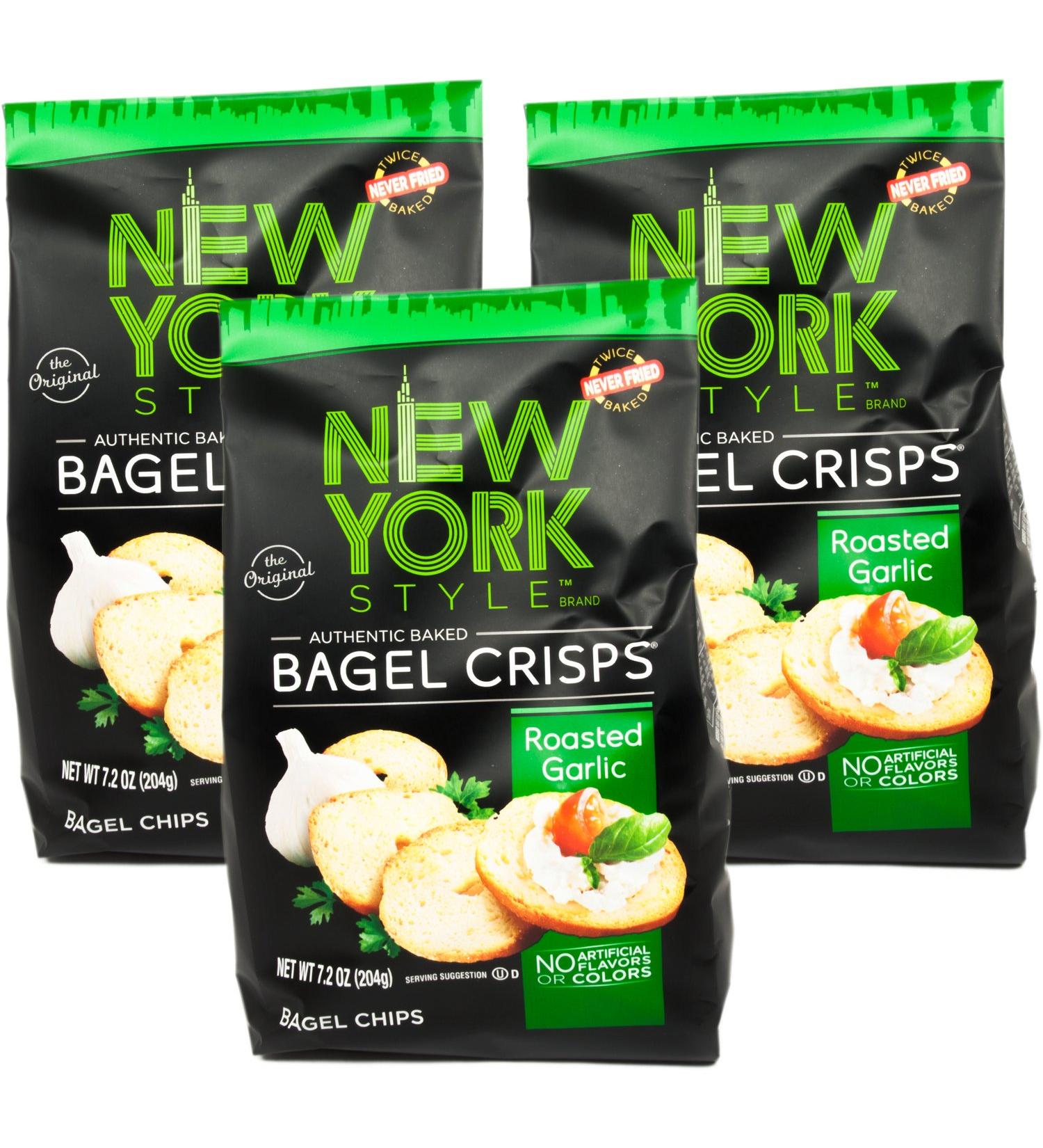 New York Style Garlic Bagel Crisps, 7.2 oz (Pack of 3)