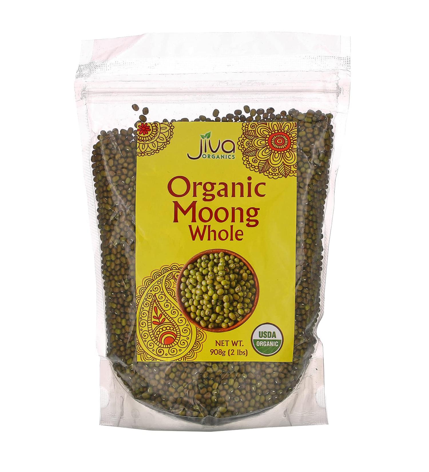 Jiva Organics Organic Mung Beans Whole 2 LB Bag - Green Moong Bean - Perfect for Cooking & Sprouting 2 Pound (Pack of 1) - Buy Online on SooperMarket.com