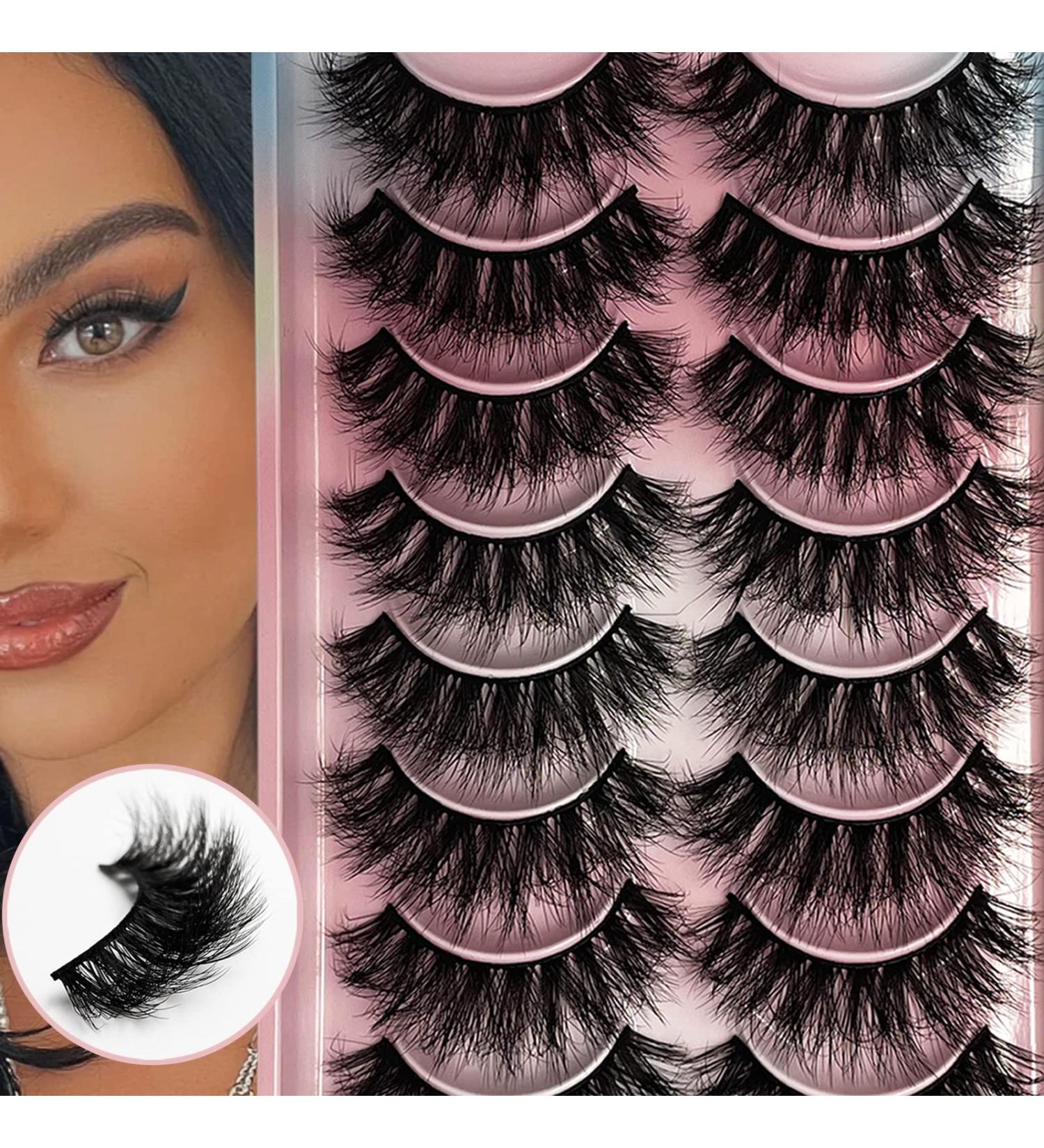 WILD UNIVERSE 3D Mink Faux Cat Eye False Eyelashes - 10 Pairs | 15mm Wispy Lightweight Curly Lashes - B010 - Buy Online on SooperMarket.com