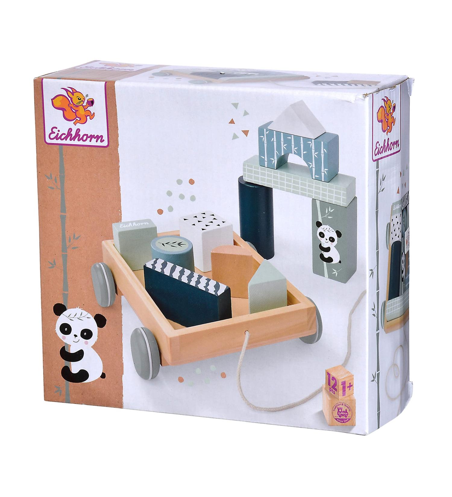 Eichhorn Construction Wagon with 11 Building Blocks - Pull-Along Toy for Kids 12 Pieces 18x17.5 cm Ideal for Ages 1+ - International Shipping Available - Buy Online on SooperMarket.com