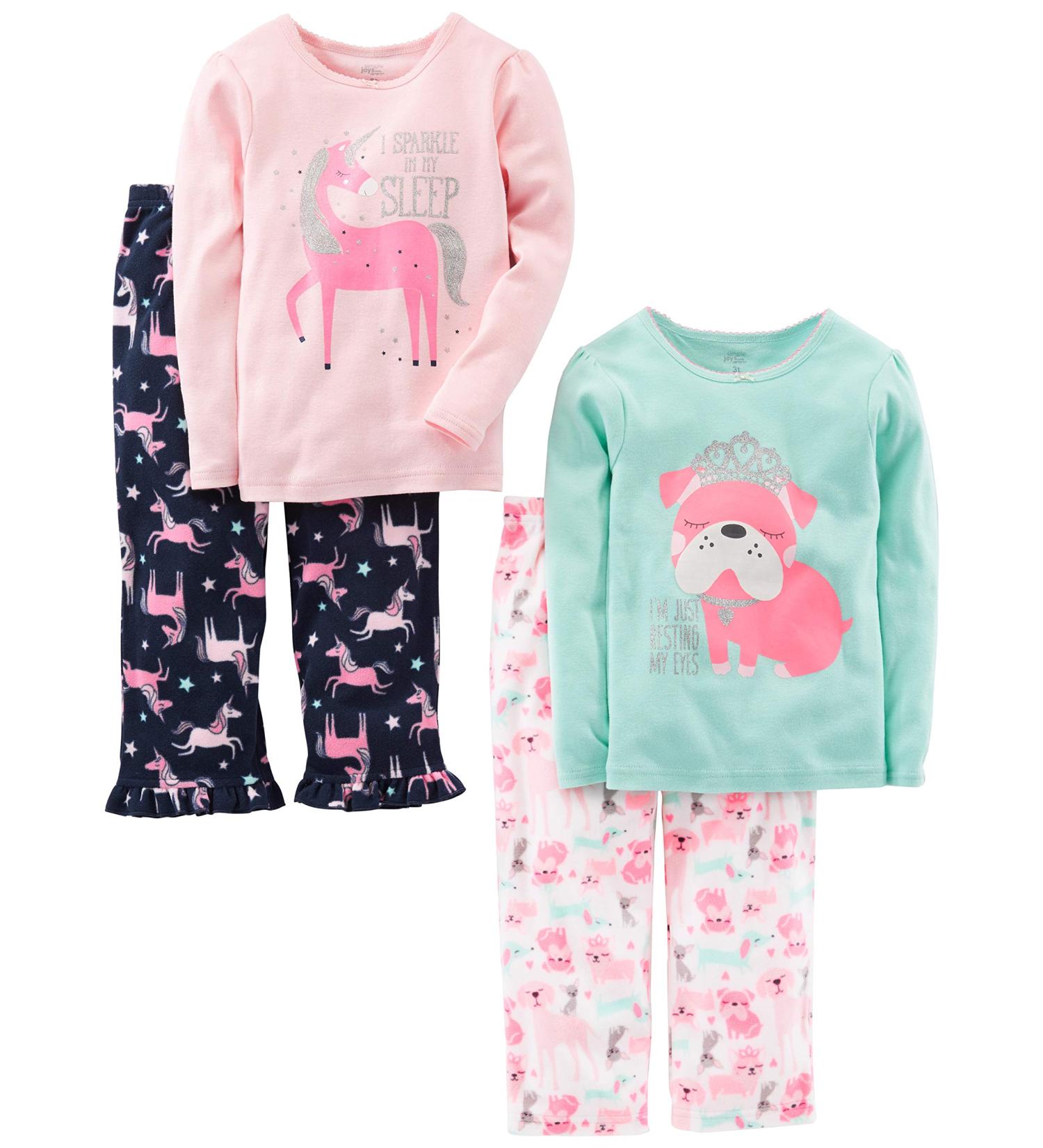 Simple Joys by Carter's Girls Pajama Set - Mint Green - 6 Years - Puppy, Unicorn, and Dog Designs - Buy Online on SooperMarket.com