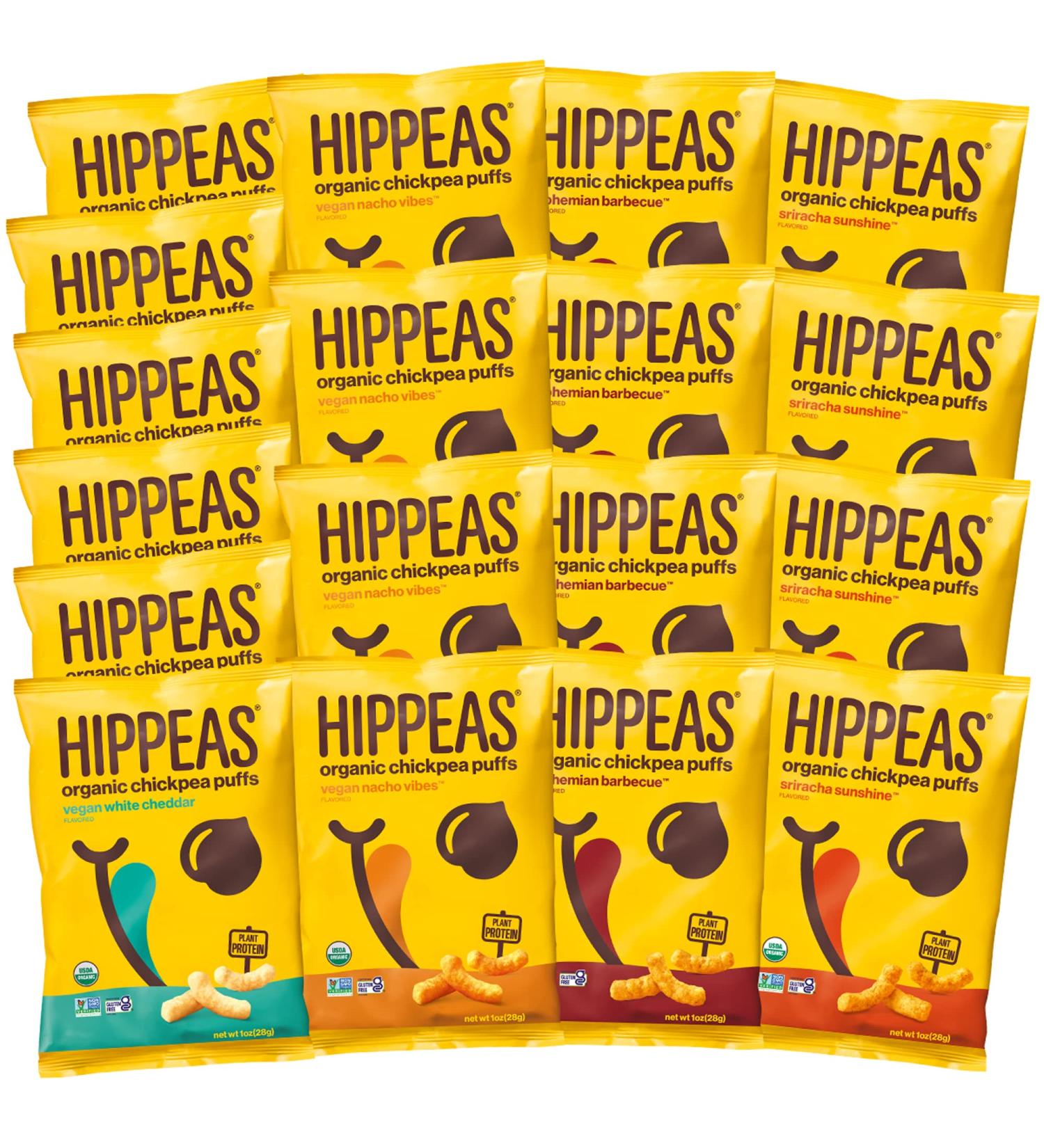 Hippeas Organic Chickpea Puffs Variety Pack | 18 Count 1oz Bags | Vegan, Gluten-Free, Crunchy Protein Snacks Classic Variety Pack - Buy Online on SooperMarket.com