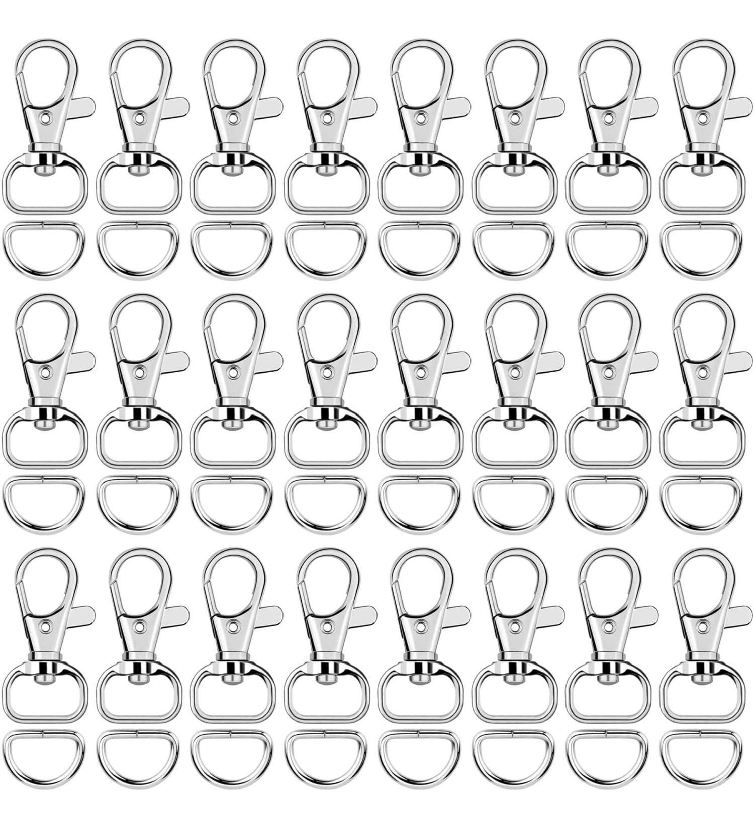 SANNIX 120 Pcs Keychain Clip Hooks with D Ring Include 60Pcs Swivel Snap Hooks Lanyard Clip and 60Pcs D Ring for Purse Hardware Sewing Projects (1/2 Inside Width) Silver - Buy Online on SooperMarket.com