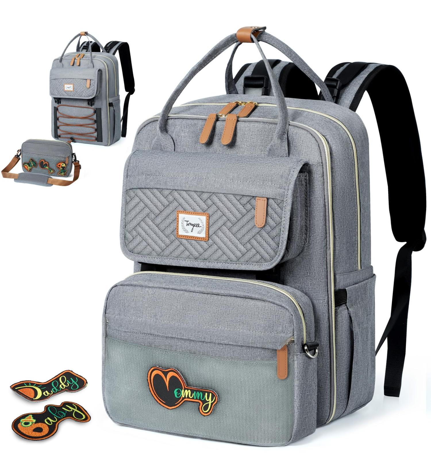 Buy Tonyeee Personalized Diaper Backpack | Stylish Travel Baby Bag with Removable Cross Body Bottle - Gray - Buy Online on SooperMarket.com