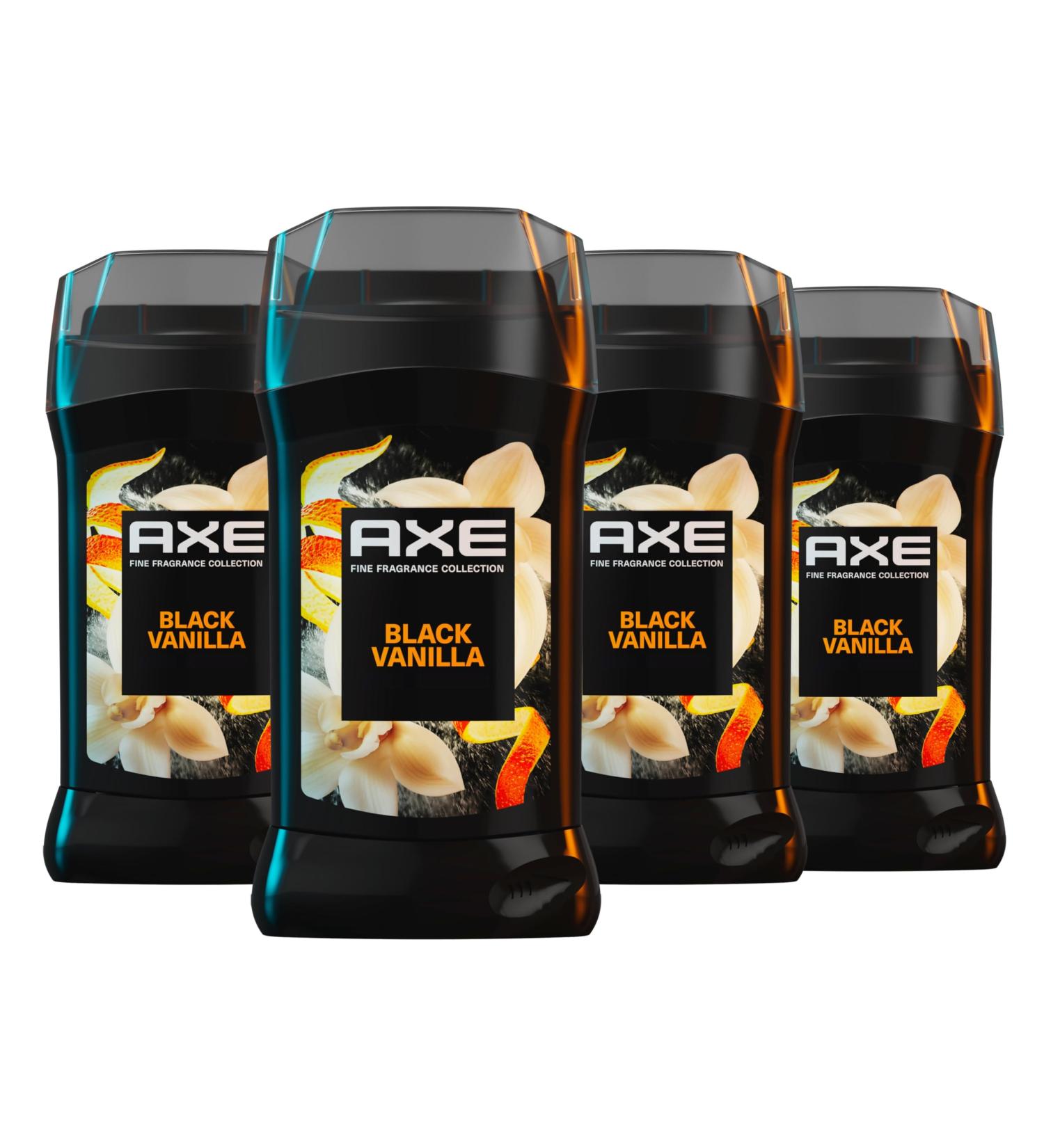 AXE Fine Fragrance Collection Deodorant Stick Black Vanilla with Orange + Sandalwood Essential Oils 4 Pack with 72H Freshness Aluminum-Free 3 oz - Buy Online on SooperMarket.com