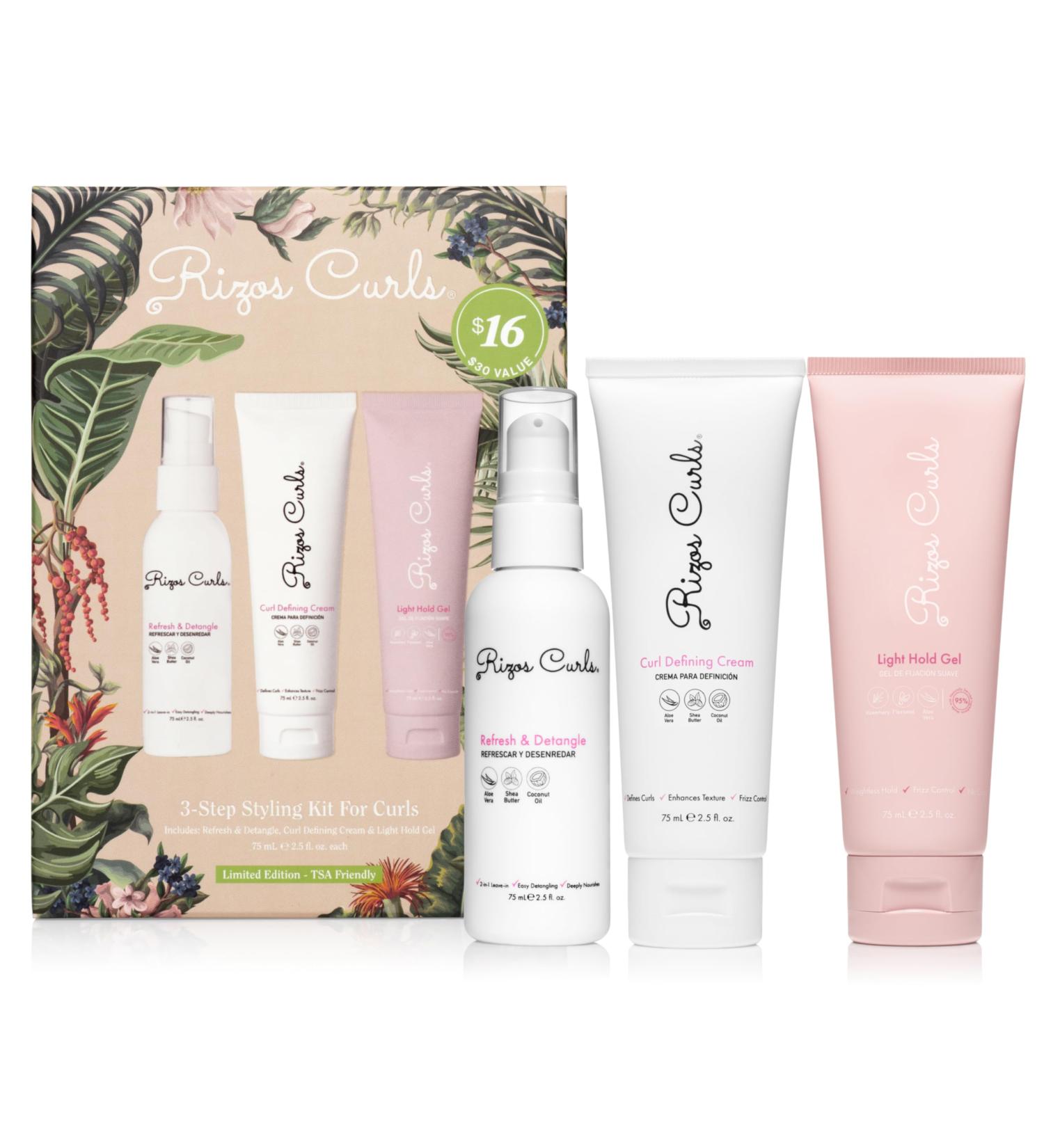Buy Rizos Curls 3-Step Styling Kit | Enhance Define & Add Volume to Curls | Frizz Control & Shine - International Shipping Available - Buy Online on SooperMarket.com