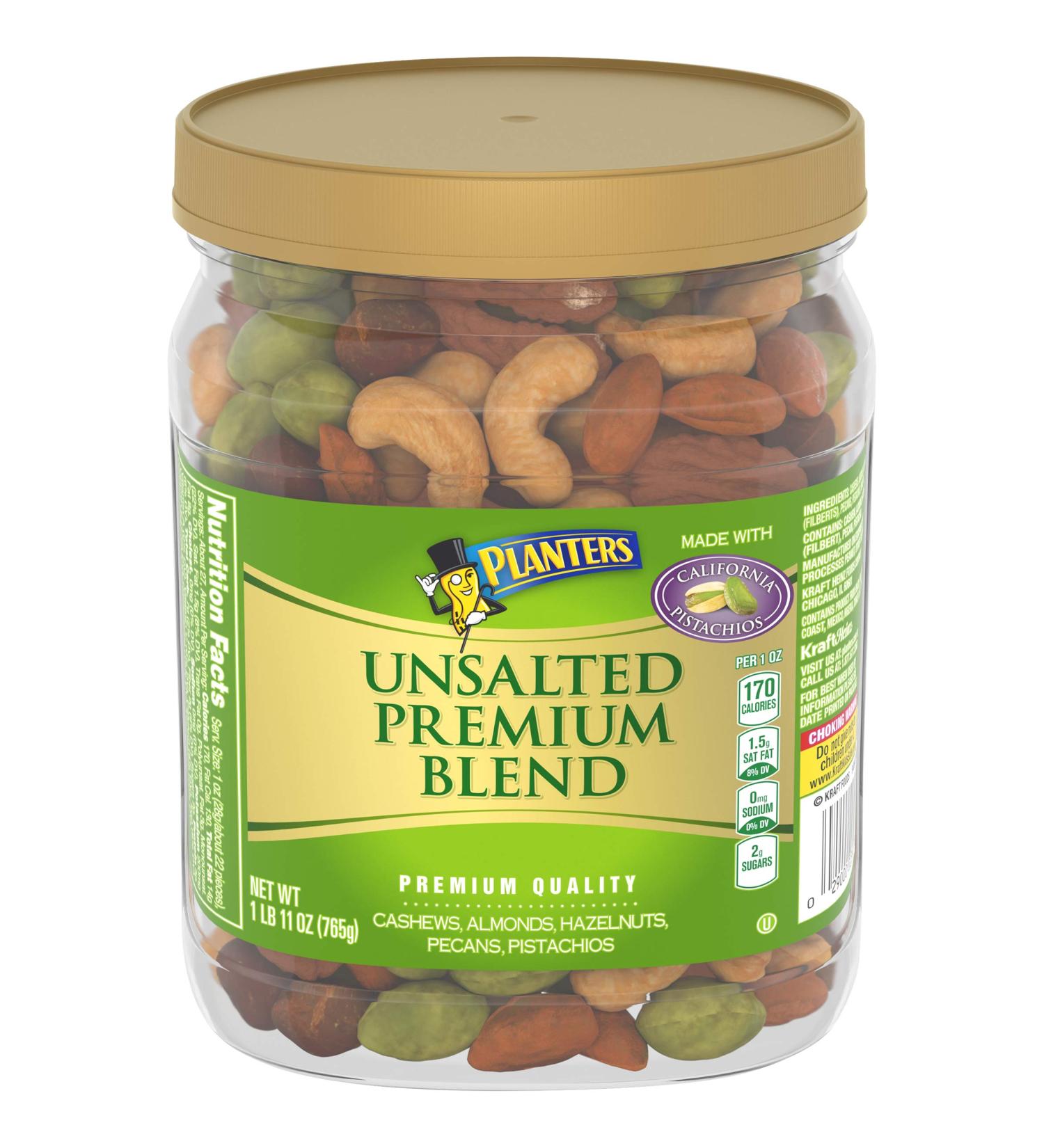 Planters Unsalted Premium Blend Mixed Nuts - 1lb 11oz | High-Quality Assorted Nuts - Buy Online on SooperMarket.com