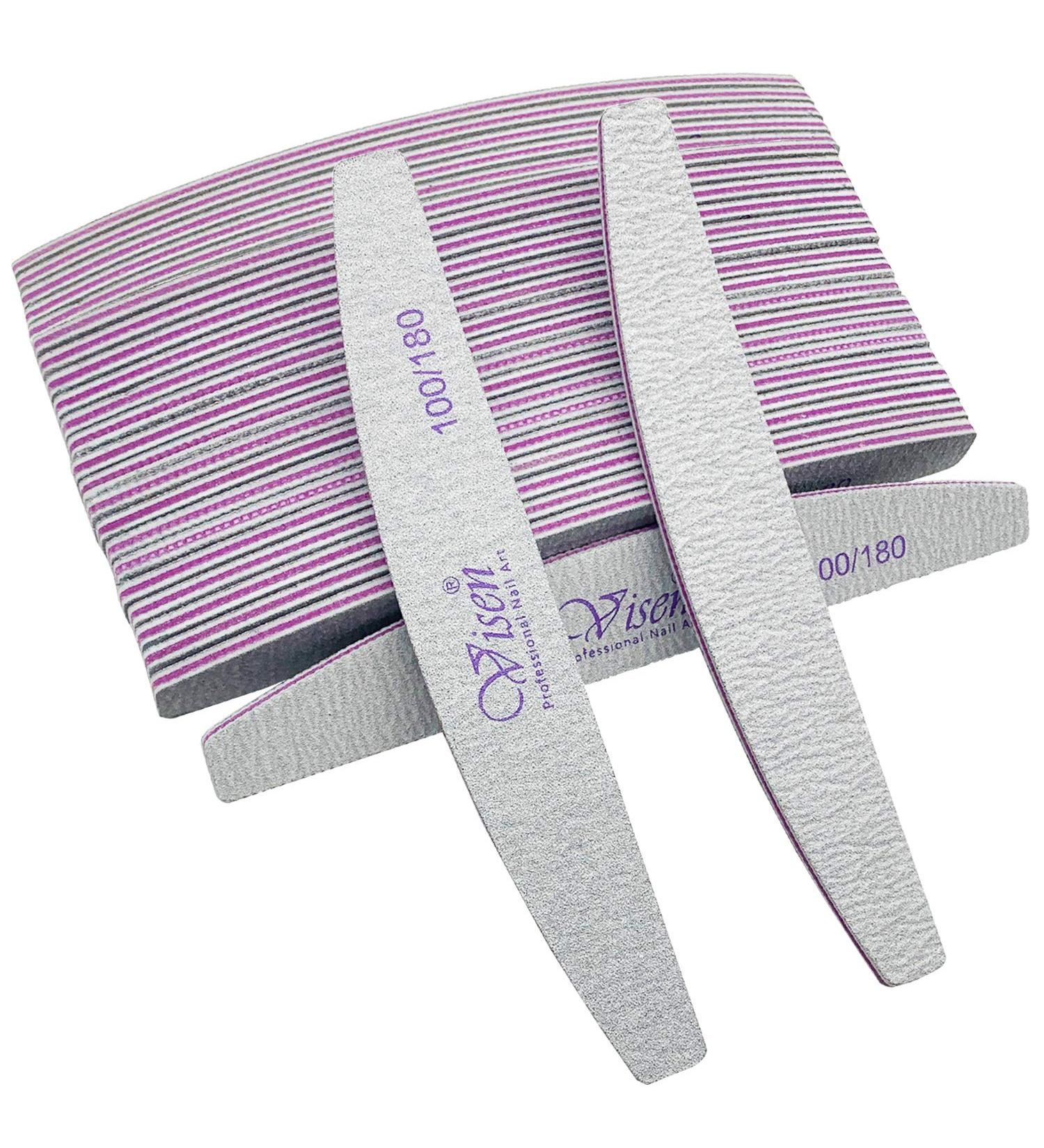 25 Pcs Washable Double Sided Nail Files | 100/180 Grits Emery Boards for Acrylic, Gel Nails | Professional Nail Styling Tools for Home and Salon - Buy Online on SooperMarket.com