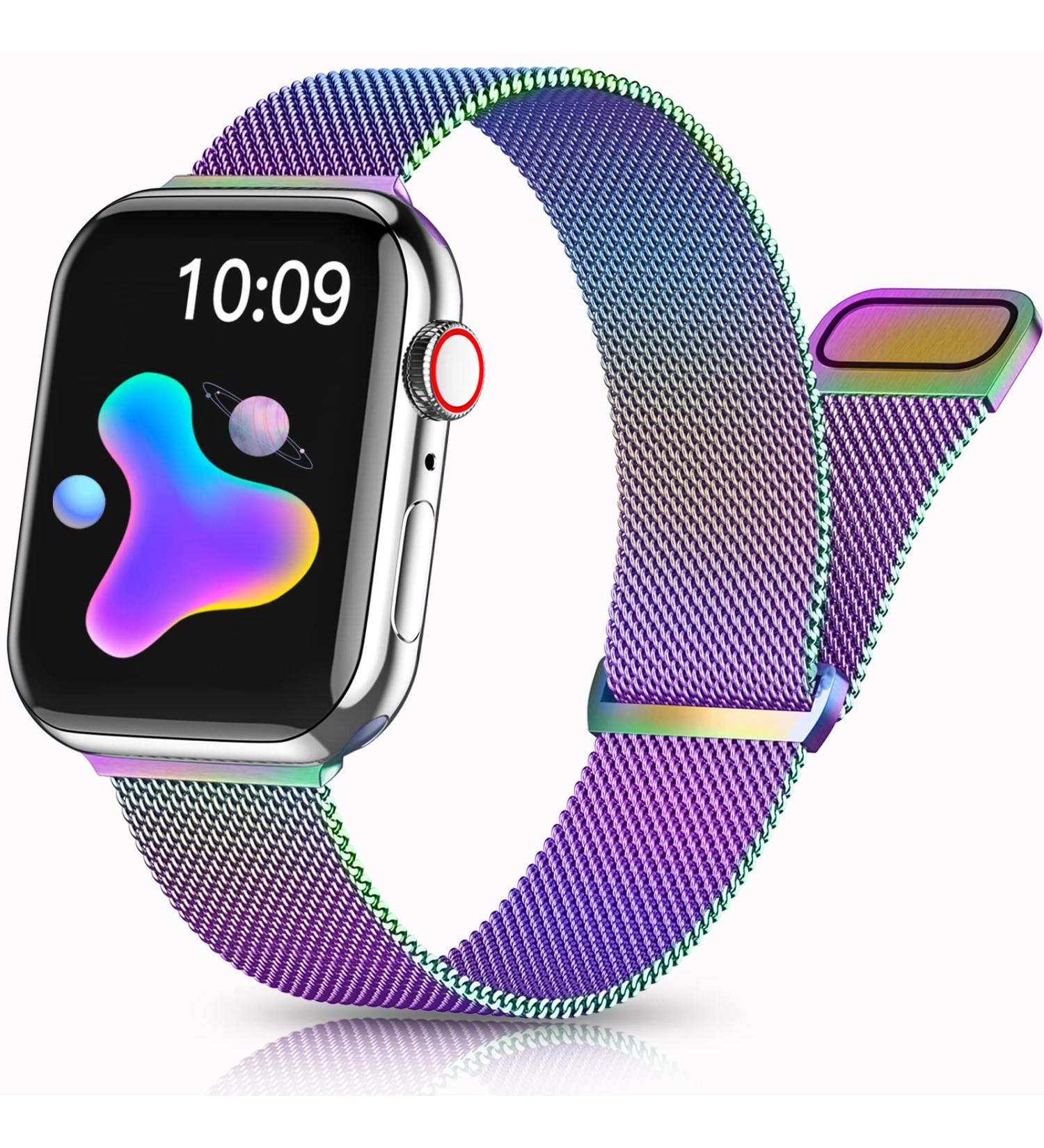 Rabini Metal Magnetic Band Compatible with Apple Watch 38mm 40mm 41mm 42mm 44mm 45mm 49mm  Rainbow Stainless Steel Mesh Loop Bands for iWatch SE Ultra Series 8 7 6 5 4 3 2 1 Women Men  Multicolor 1-Multicolor 38mm/40mm/41mm - Buy Online on SooperMarket.com