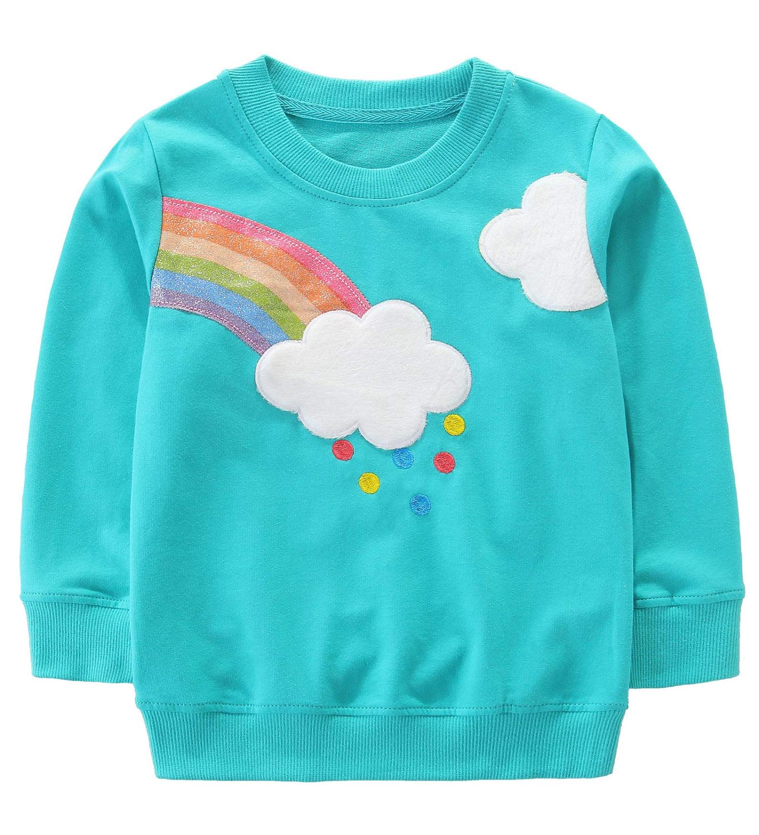 Girls Rainbow Sweatshirt for Kids | Cotton Long Sleeve Pullover Age 1-12 Years | Toddler Casual Jumper T-Shirt - Buy Online on SooperMarket.com