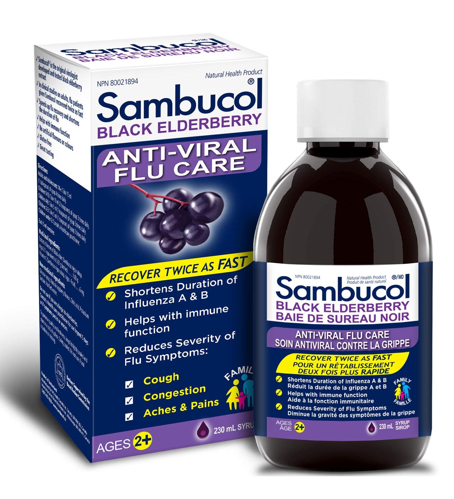 Sambucol Black Elderberry Anti-Viral Flu Care | Quickly Relieves Cold & Flu Symptoms | Immune Support & Antioxidant | Ideal for Families | Syrup 230 mL blue Anti-Viral Flu Care 230 ml (Pack of 1) - Buy Online on SooperMarket.com