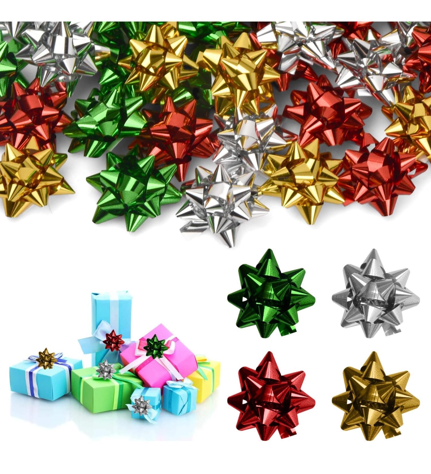 Kioiner 200 Pcs Gift Bows Assortment 1 Inch Mini Gift Bows 4 Colors Self Adhesive Gift Wrapping Bows for Christmas Hanukkah Birthdays Weddings Baby Showers Valentine Gift Present Wrapping Decoration - Buy Online on SooperMarket.com