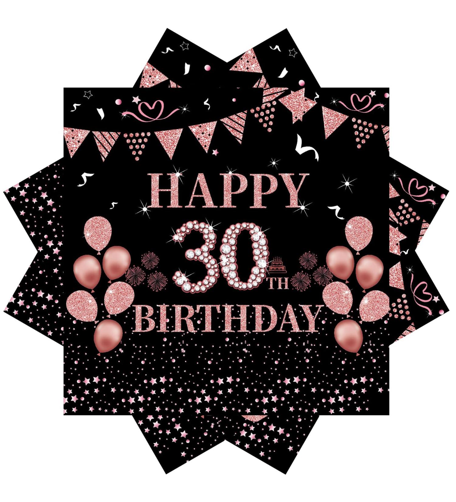 40 Rose Gold Napkins - 30th Birthday Party Decor | 33x33cm Paper Napkins for Men & Women - Buy Online on SooperMarket.com