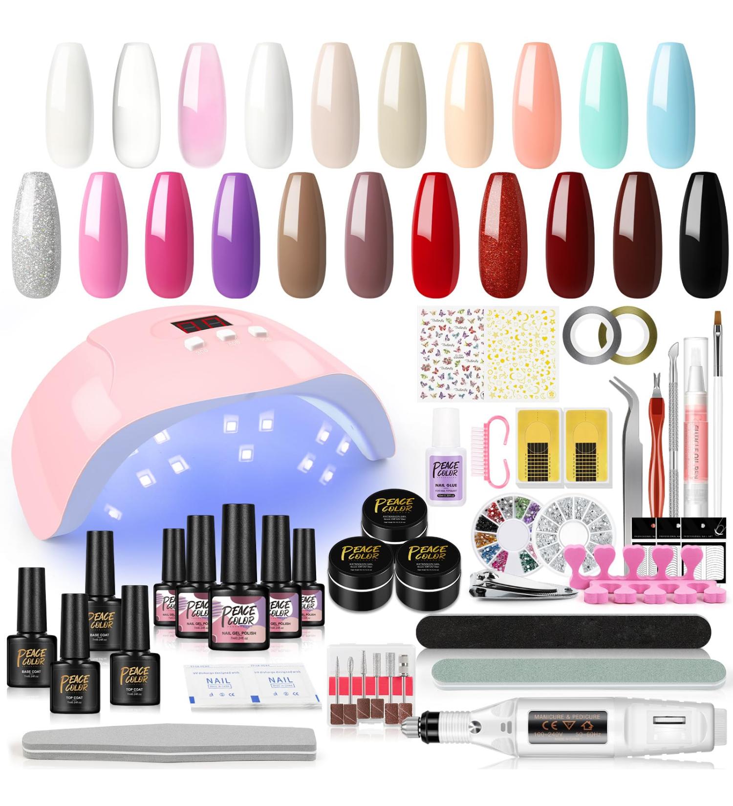 PEACECOLOR Gel Nail Kit 23Pcs Sets with 36W UV/LED Lamp - Professional Manicure Tools for Halloween Xmas - KAP0022 - Buy Online on SooperMarket.com