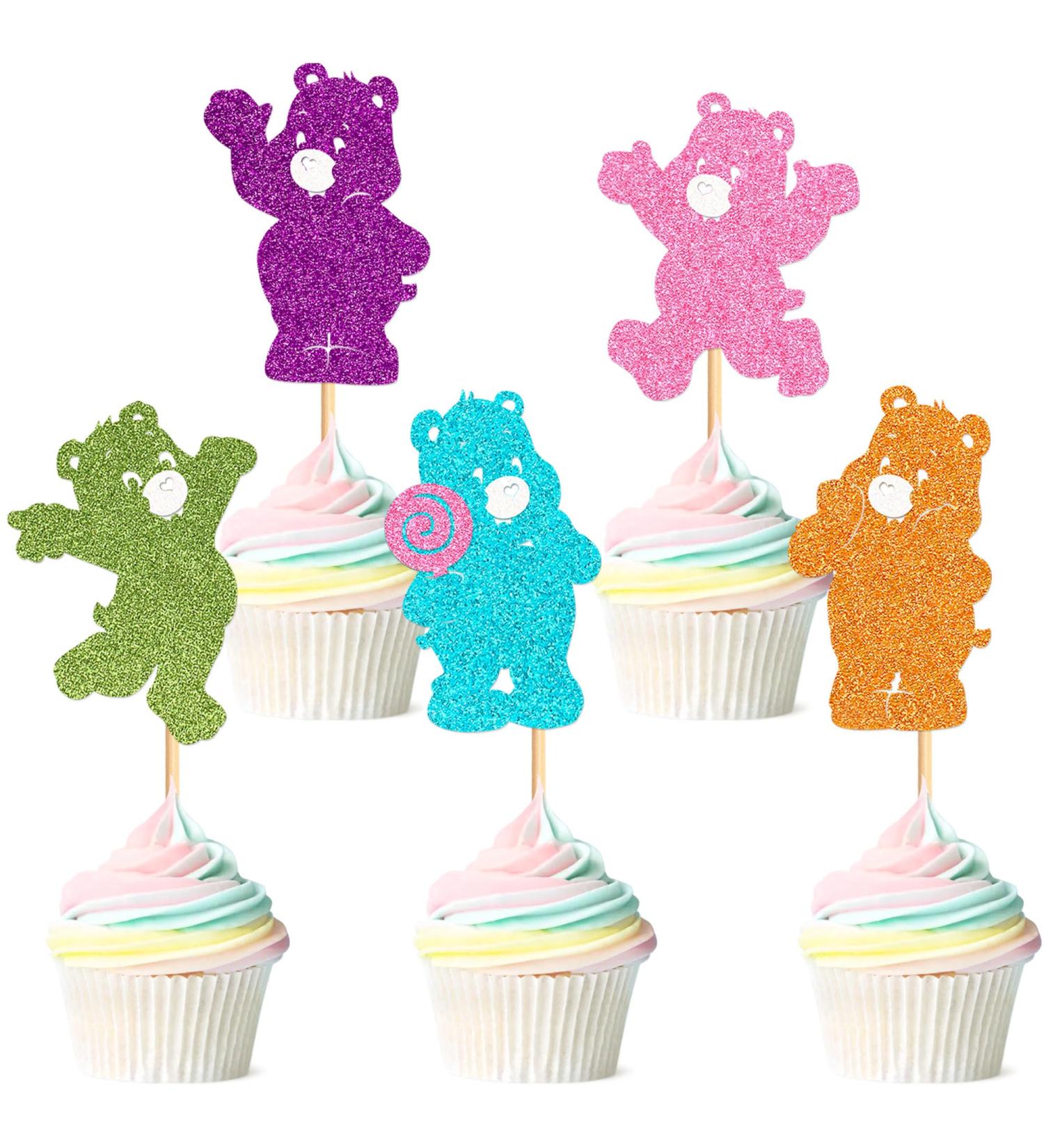 Cyodoos 25pcs bears Cake Toppers Cupcake Decorations bears Birthday Party Supplies Decorations Baby Shower Cake Decorations for Gender Reveal Theme Kids Birthday Party Supplies Color - Buy Online on SooperMarket.com