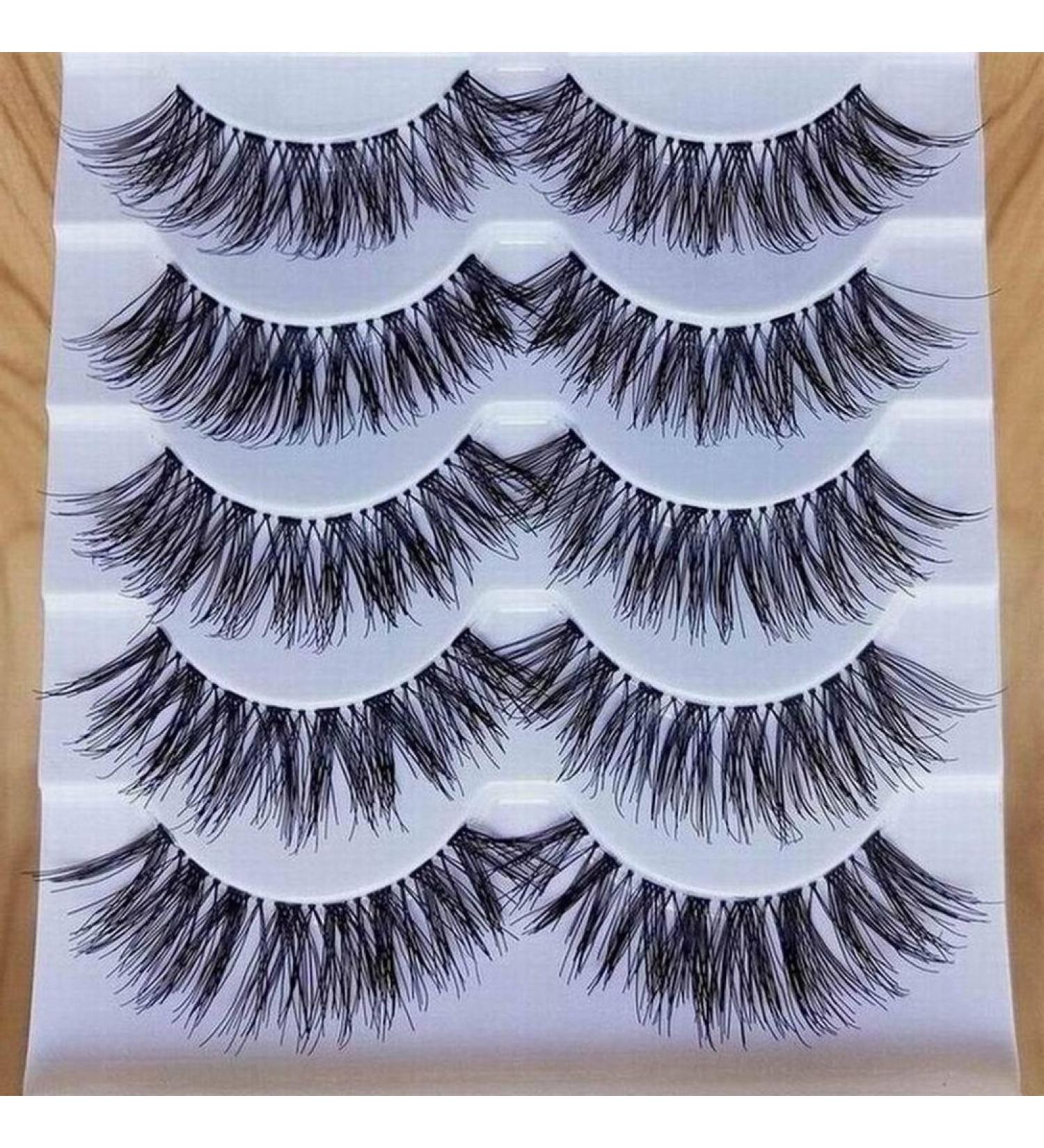 Bluelans 5 Pairs Long Cross False Eyelashes - Natural Thick Black Fake Eyelash Extensions for Stunning Makeup - Buy Online on SooperMarket.com