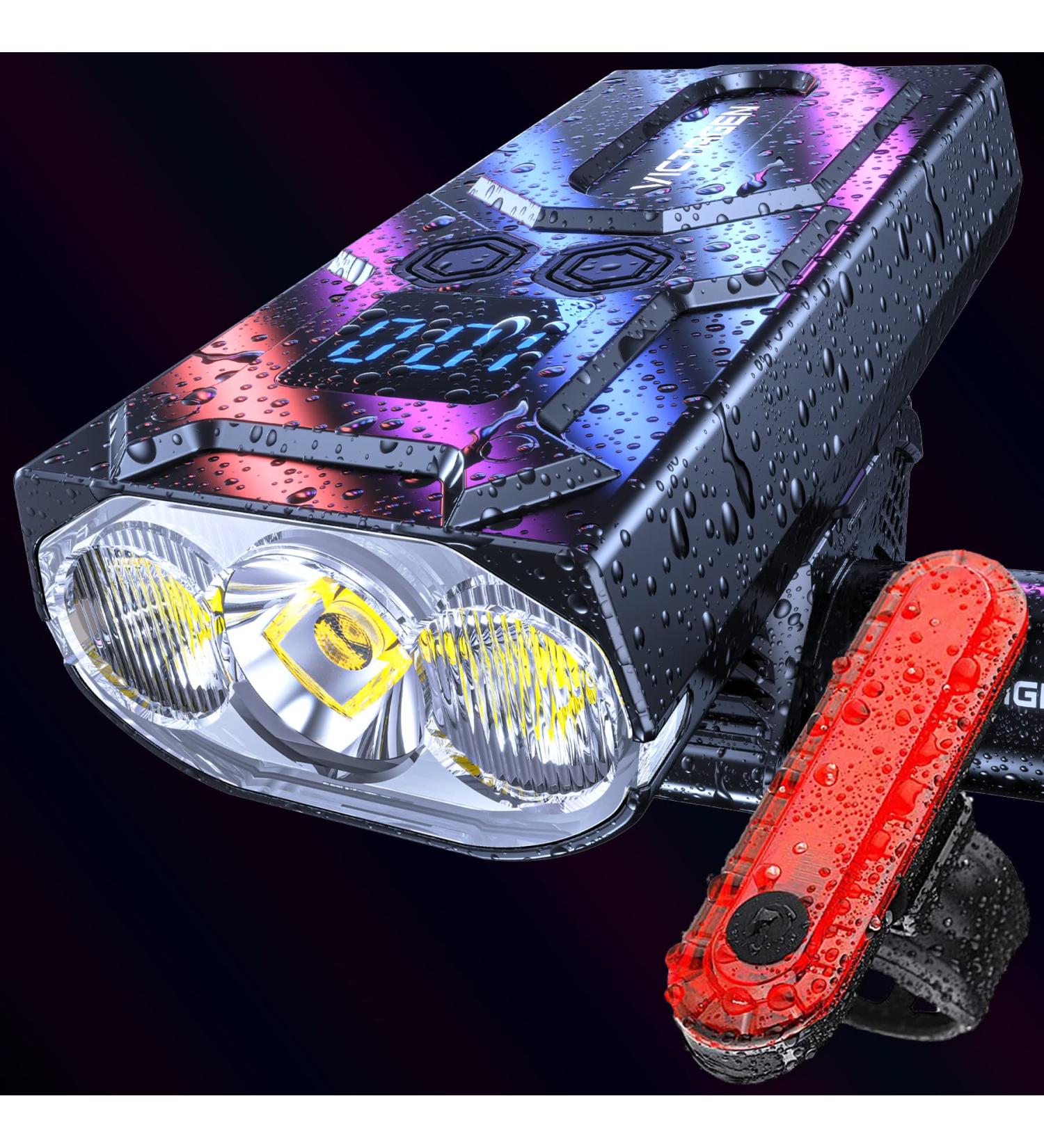 Victagen VTG8 SHIELD Bike Lights - 8000 Lumen High Beam & Low Beam LED Headlight for Night Riding - Rechargeable TypeC Bicycle Light with Free Taillights - Buy Online on SooperMarket.com