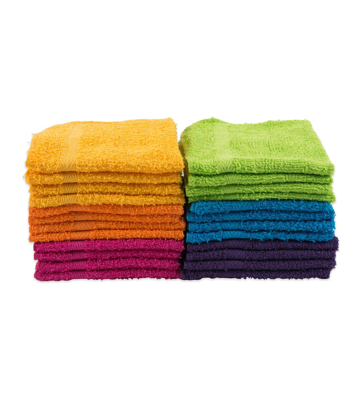 Set of 24 Assorted Bright Colored Premium Washcloths - Contemporary Home Living - Buy Online on SooperMarket.com
